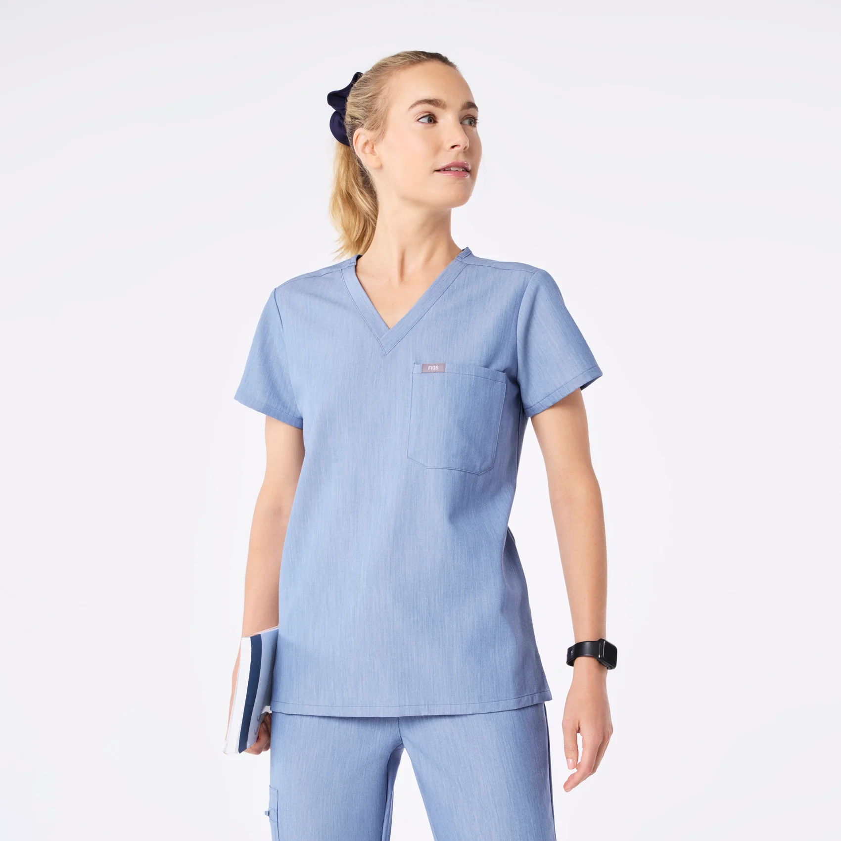 women's Heather Indigo Catarina - One-Pocket Scrub Top™