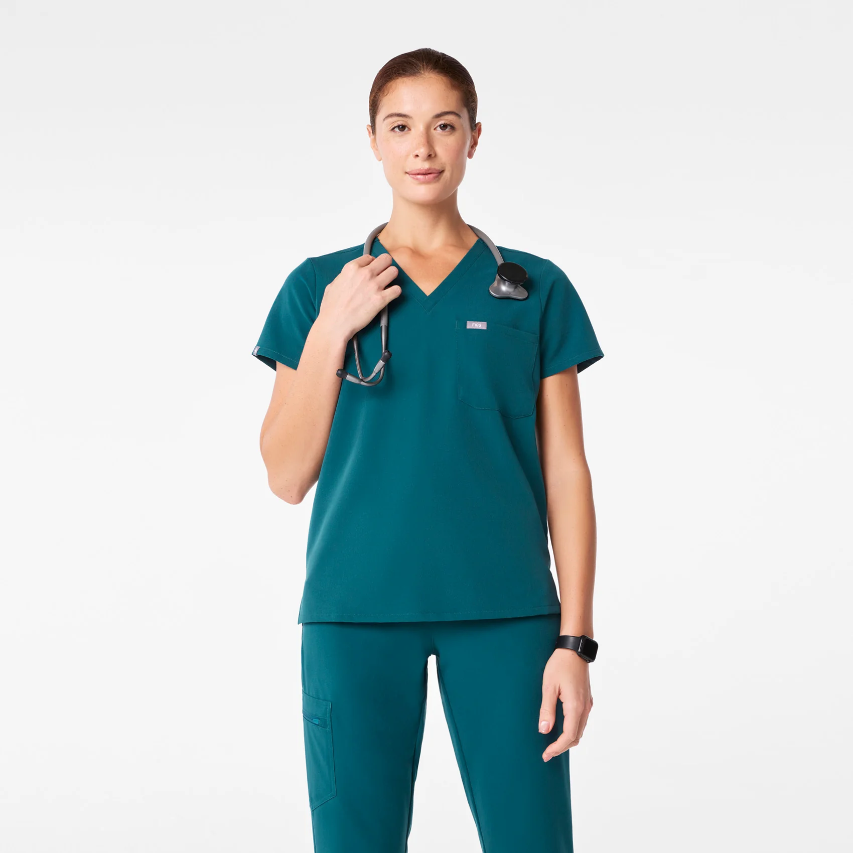 women's Caribbean Blue Catarina Petite - One-Pocket Scrub Top™