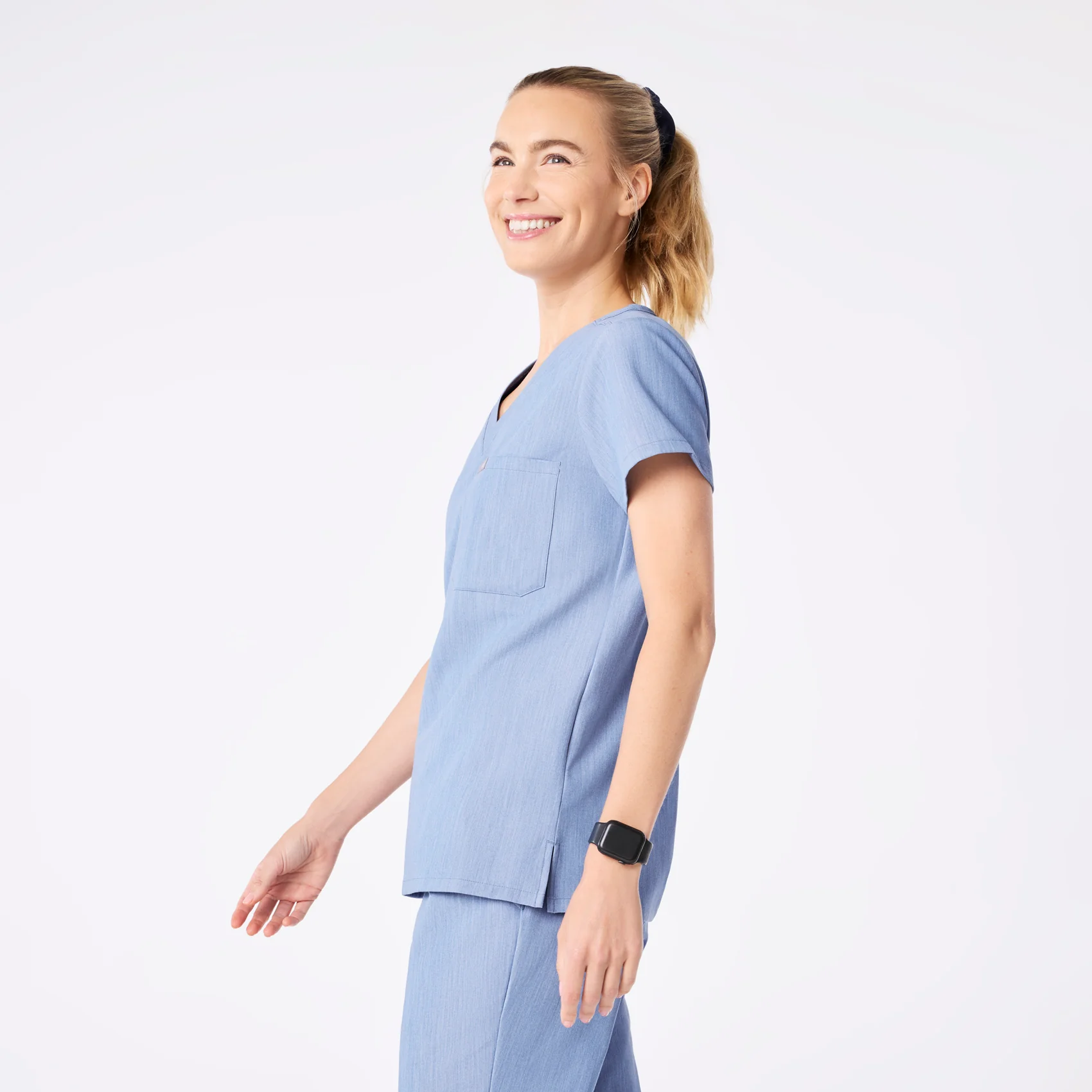 women's Heather Indigo Catarina Petite - One-Pocket Scrub Top™ - Image 3
