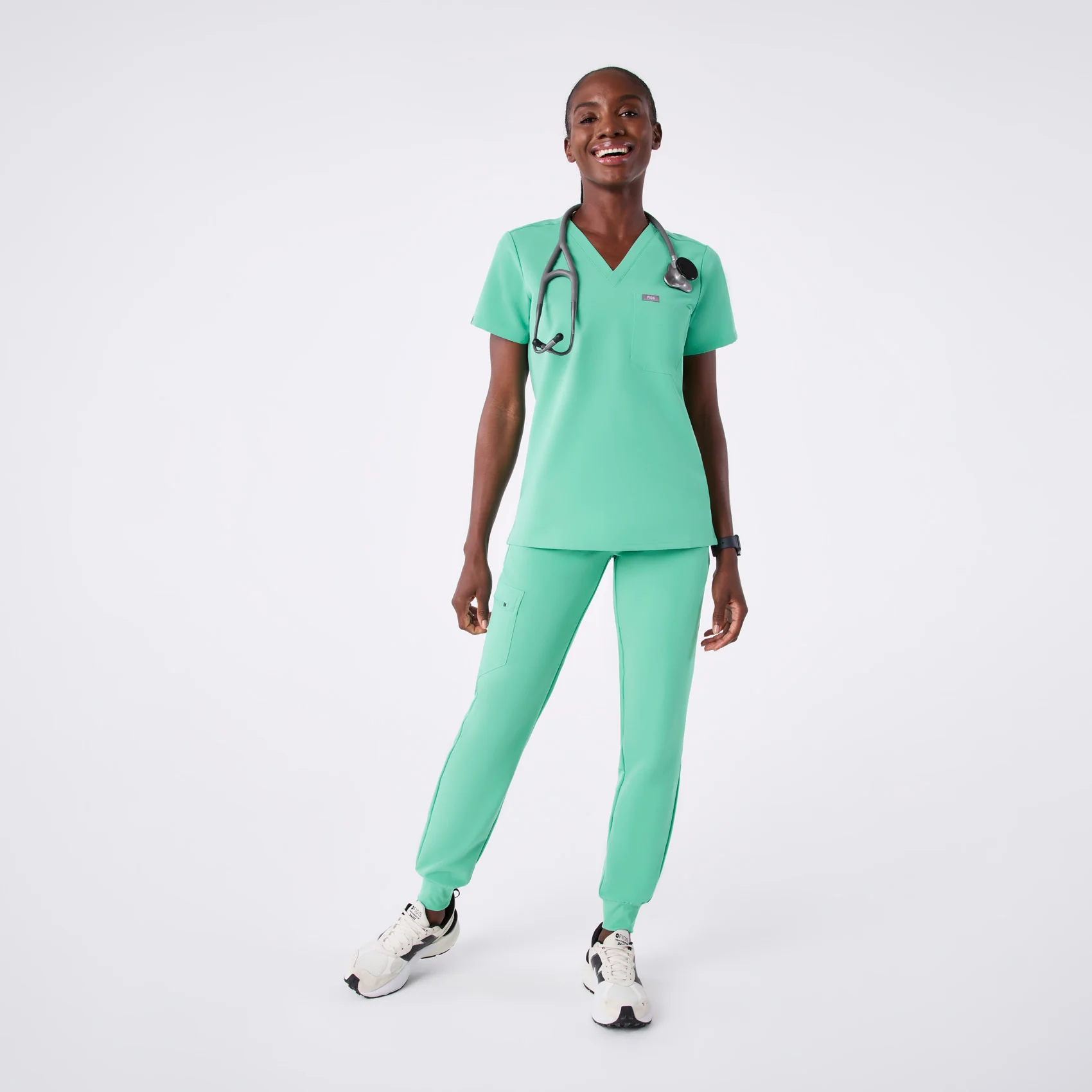 women's Surgical Green Catarina - One-Pocket Scrub Top™ - Image 2