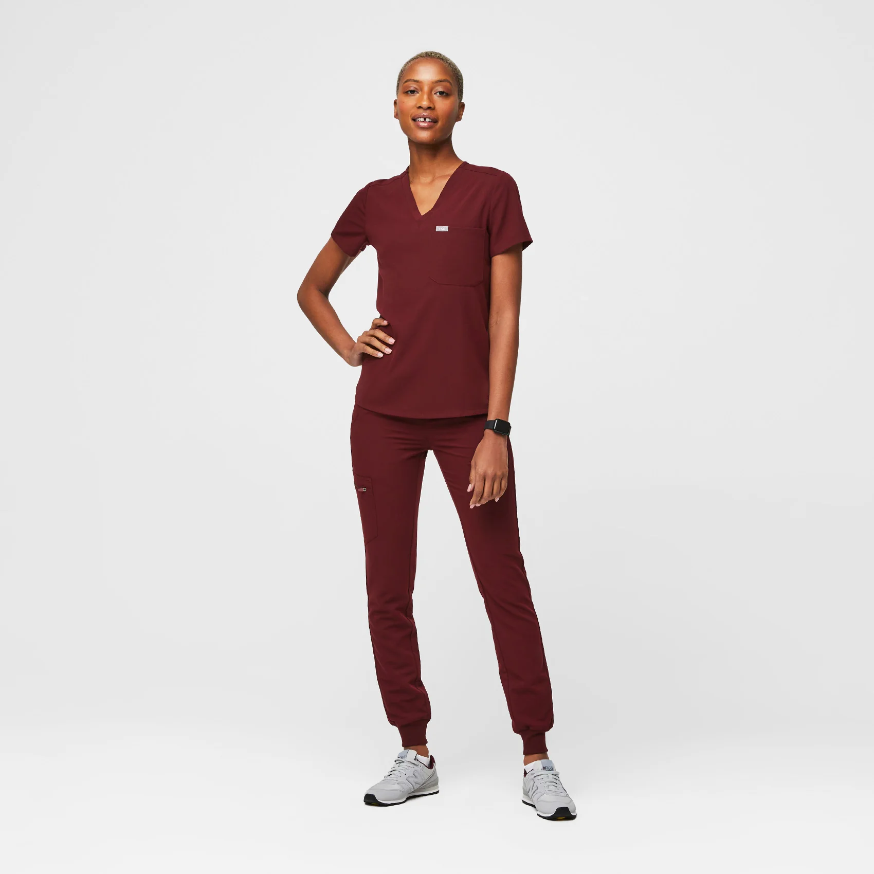 women's Burgundy Catarina™ - Petite Scrub Top - Image 2