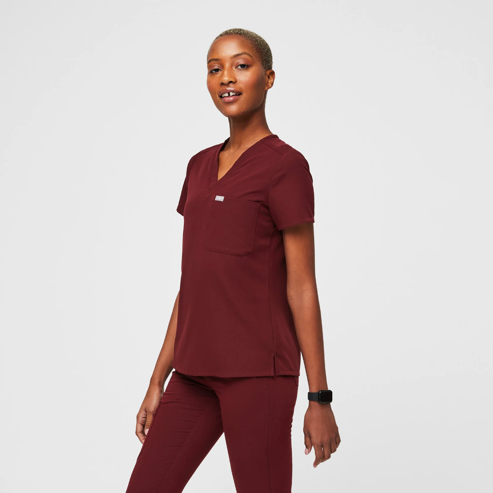 women's Burgundy Catarina™ - Petite Scrub Top - Image 6