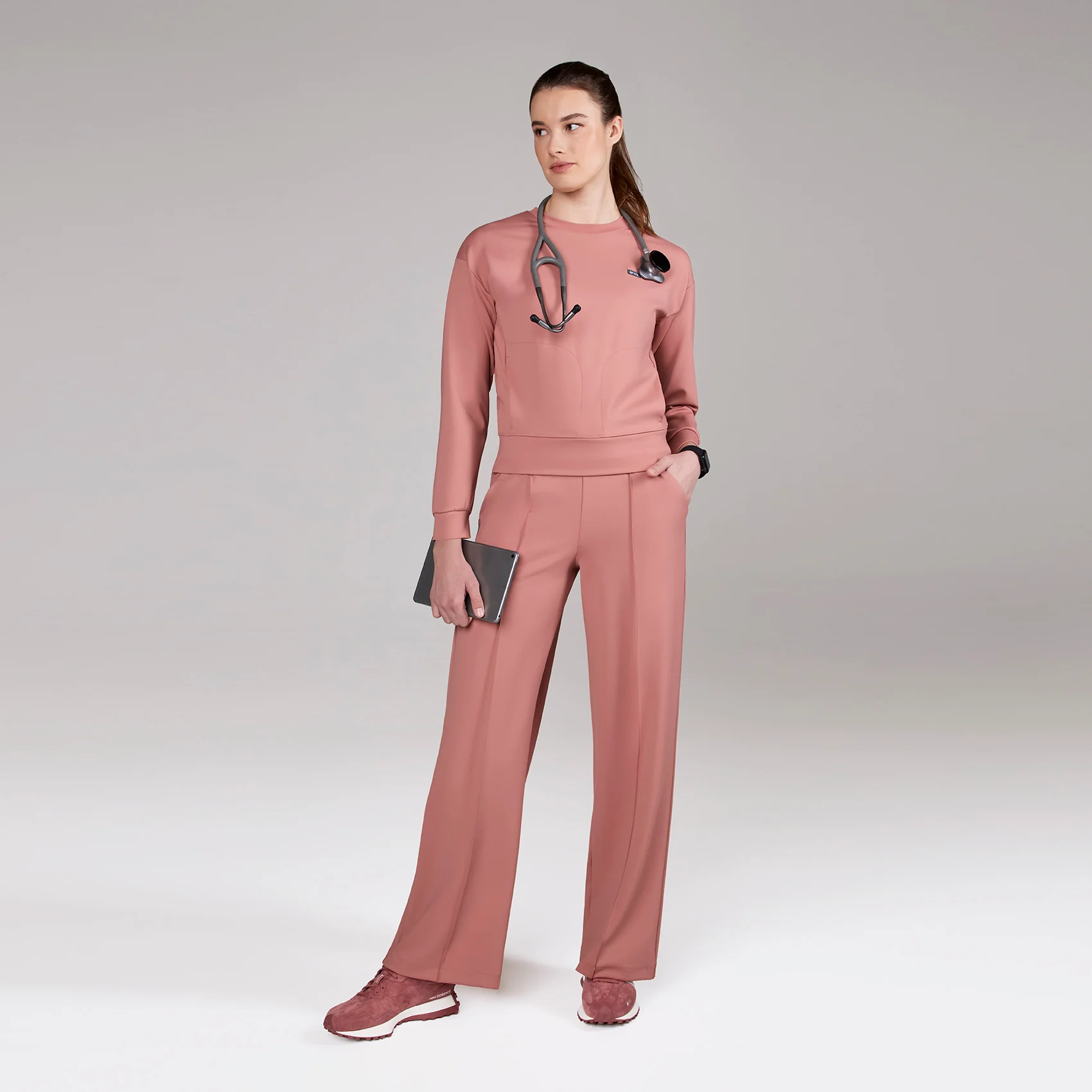 women's Muted Mulberry Cornelia FORMx Crewneck - Scrub Top™ - Image 2