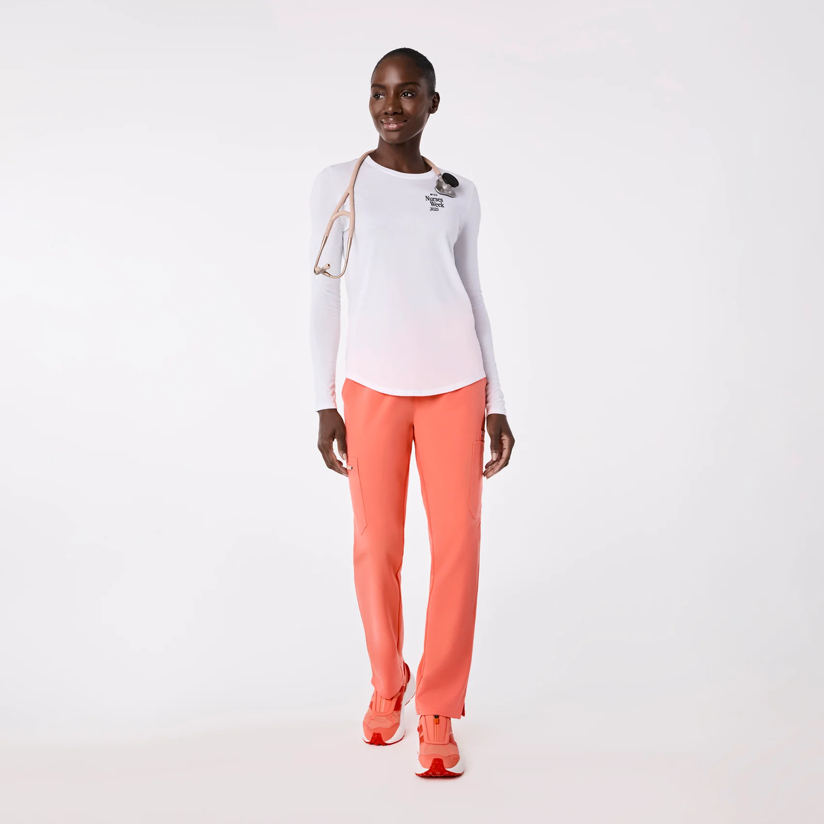 women's White Favorite Needle Gauge Supersoft - Longsleeve Underscrub - Image 7