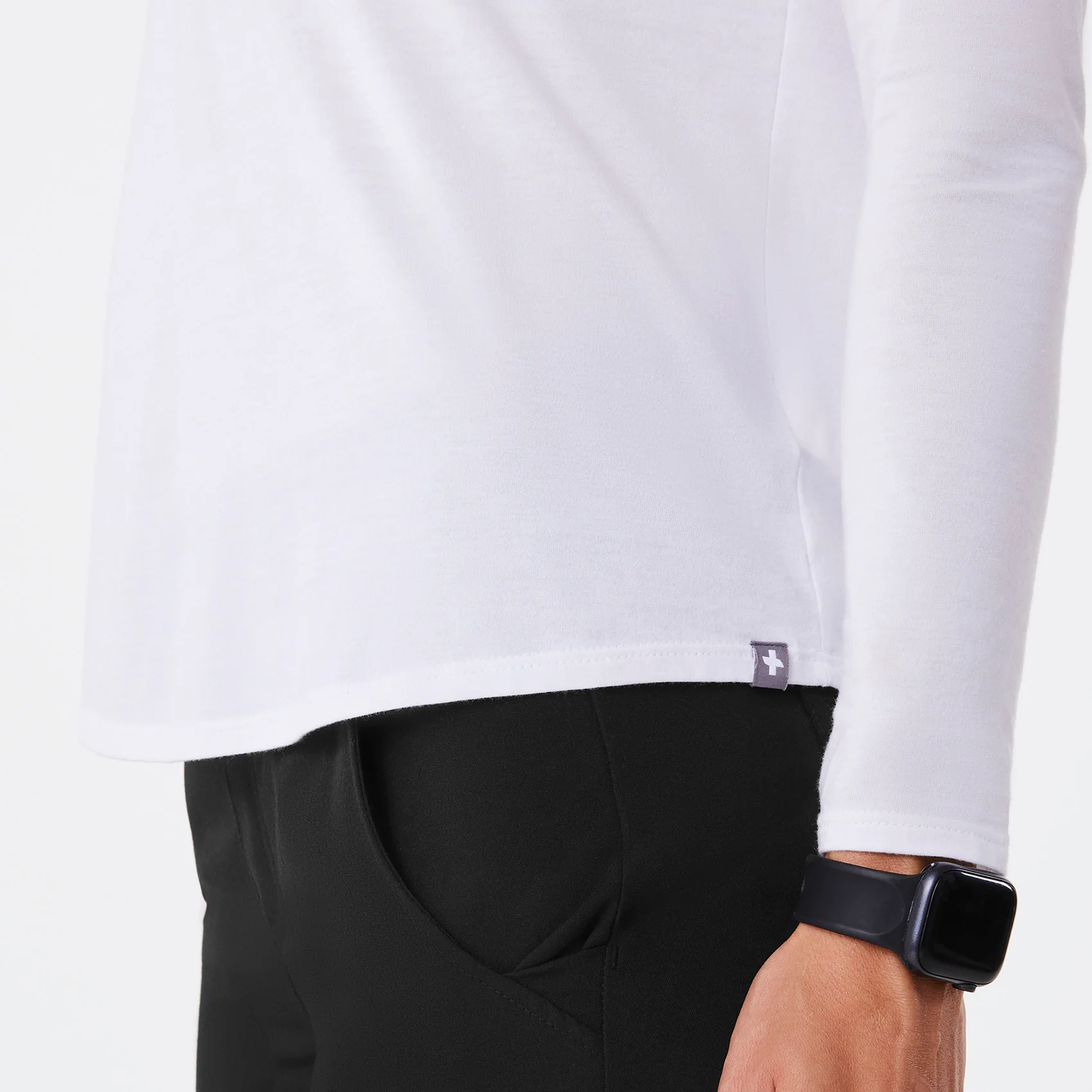 women's Bright White FIGS Logo Supersoft - Longsleeve Underscrub - Image 7