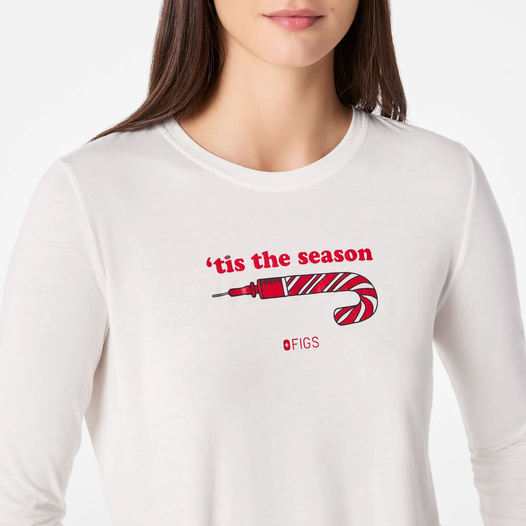 women's Off White Tis The Season Supersoft - Longsleeve Underscrub - Image 2