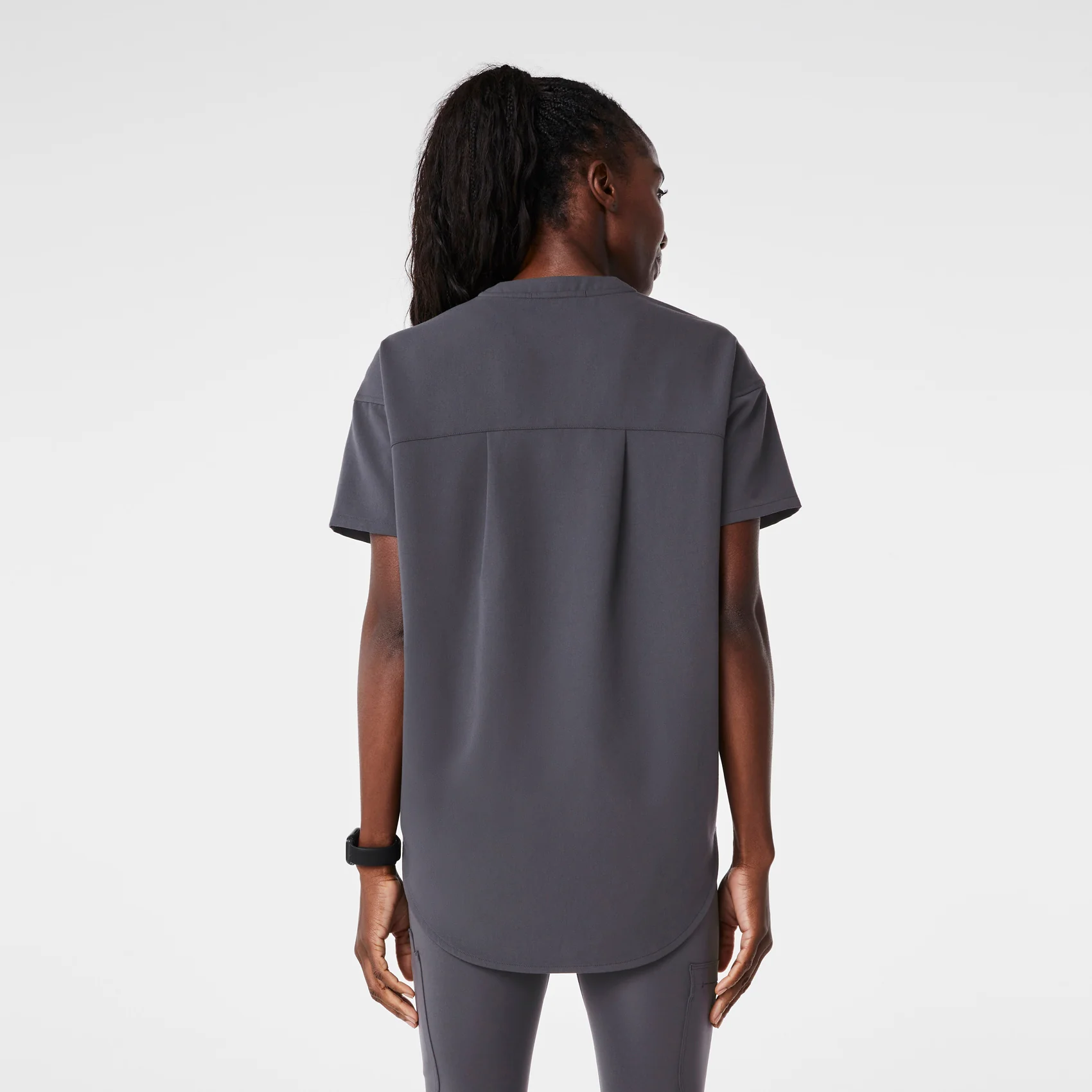 women's Charcoal Halle Shortsleeve V-Neck Tunic - Scrub Top - Image 4