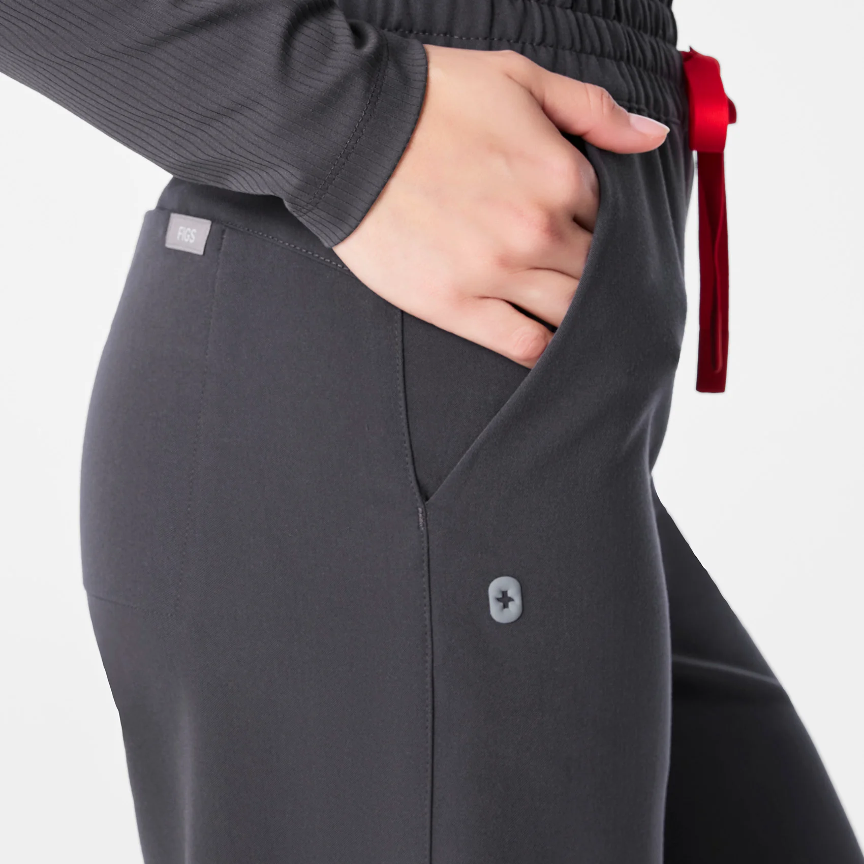women's Charcoal High Waisted Allison Ultra Wide Leg - Tall Scrub Pant - Image 6