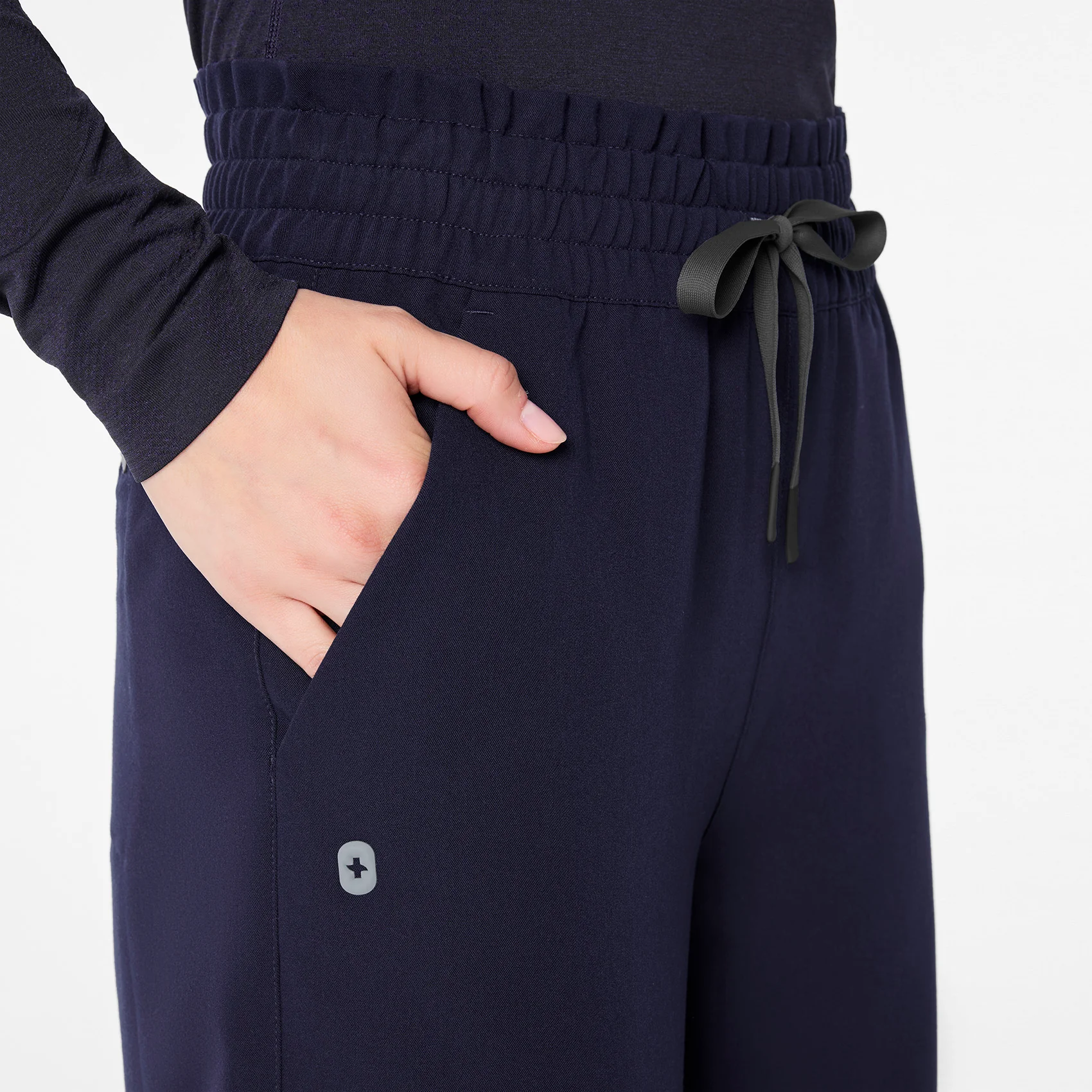 women's Navy High Waisted Allison Ultra Wide Leg - Scrub Pant - Image 6