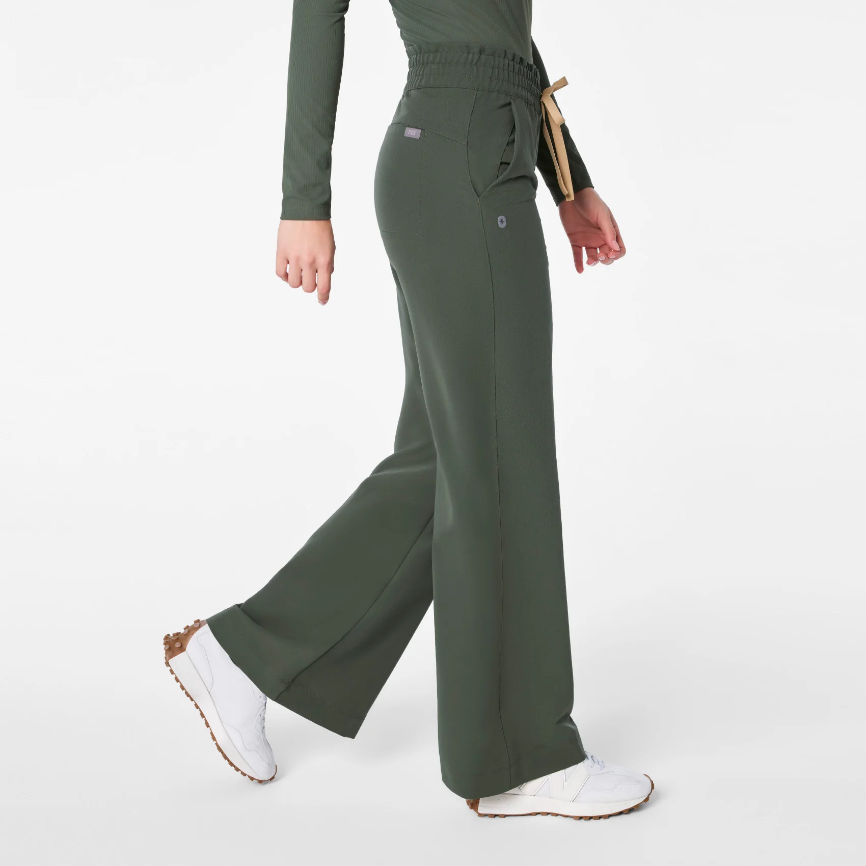 women's Moss High Waisted Allison Ultra Wide Leg - Tall Scrub Pant - Image 3