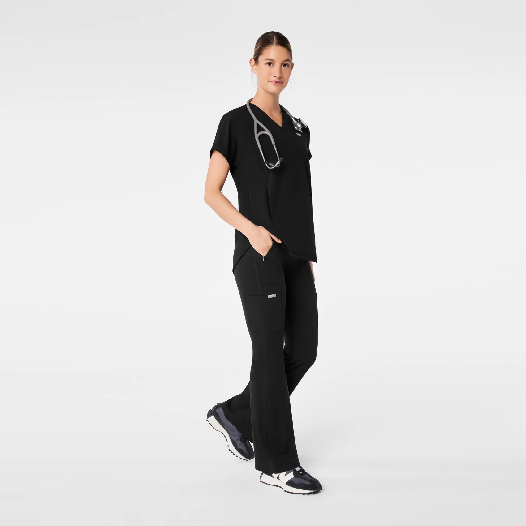 women's Black High Waisted Ashland - Flare ScrubLegging™ - Image 2