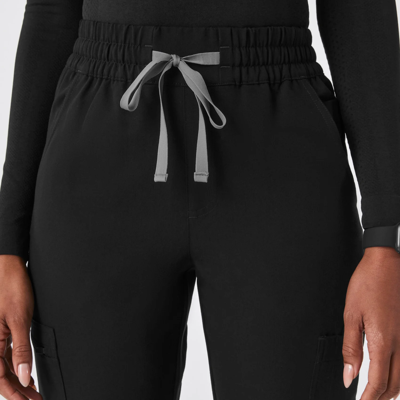 women's Black High Waisted Dowa - Petite Scrub Pant - Image 6