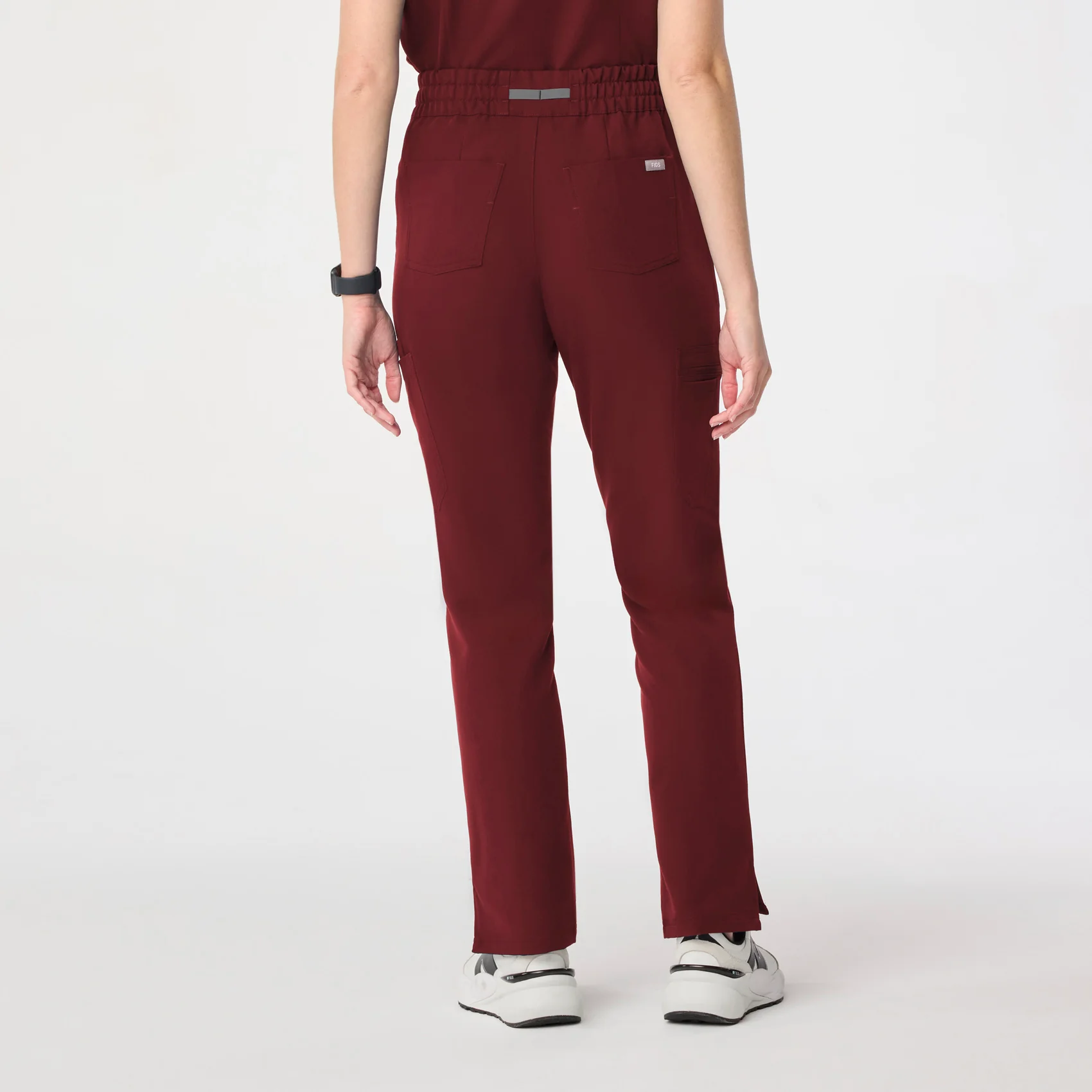 women's Burgundy High Waisted Dowa - Petite Scrub Pant - Image 3