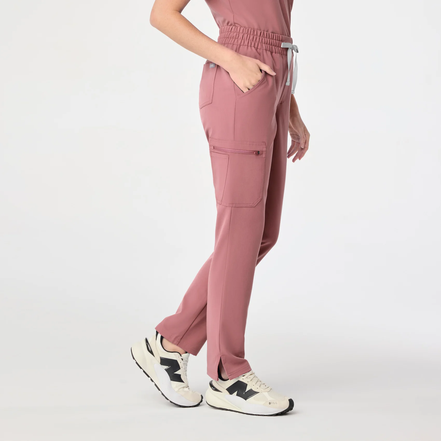 women's Mauve High Waisted Dowa - Petite Scrub Pant - Image 3