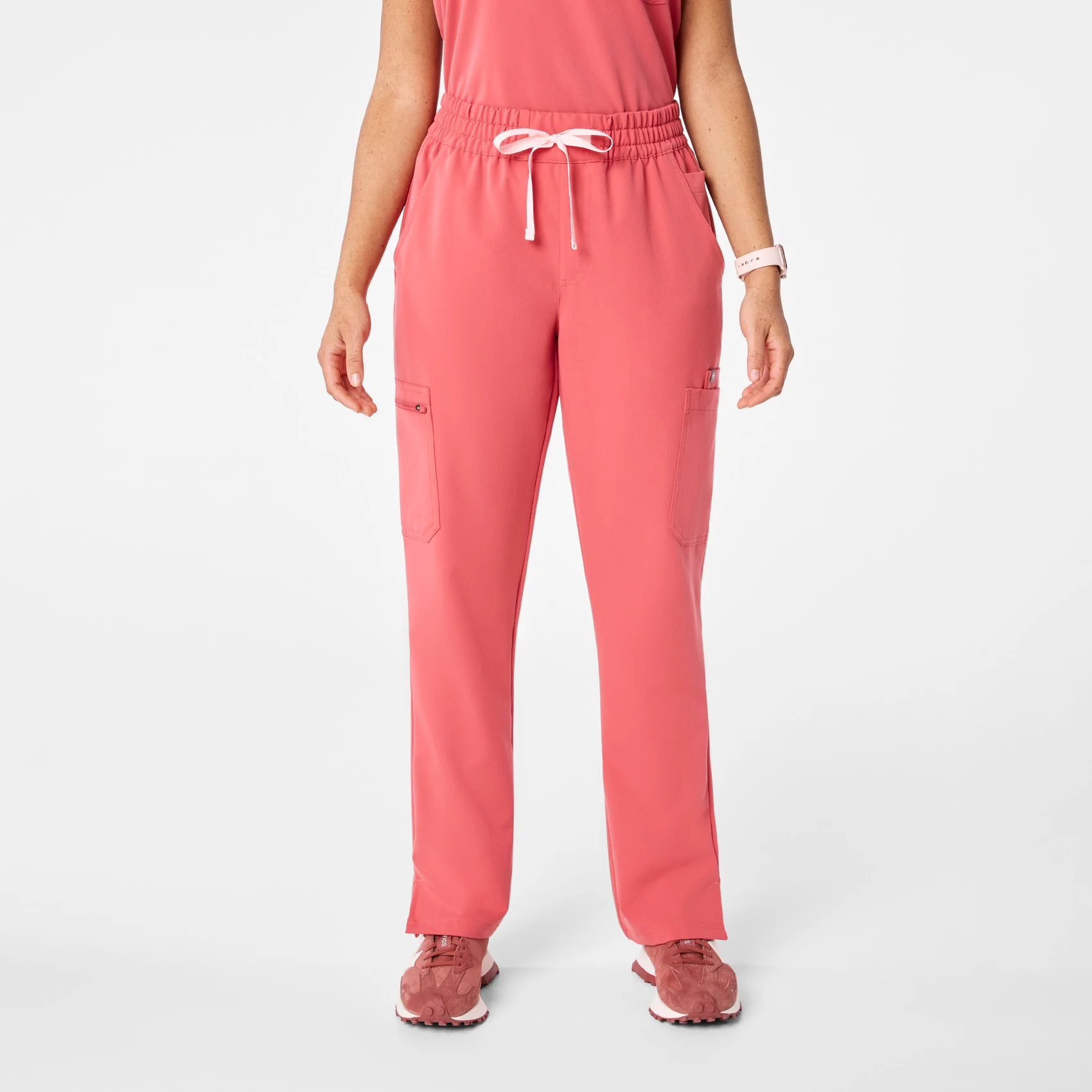 women's Pulmonary Pink High Waisted Dowa - Petite Scrub Pants