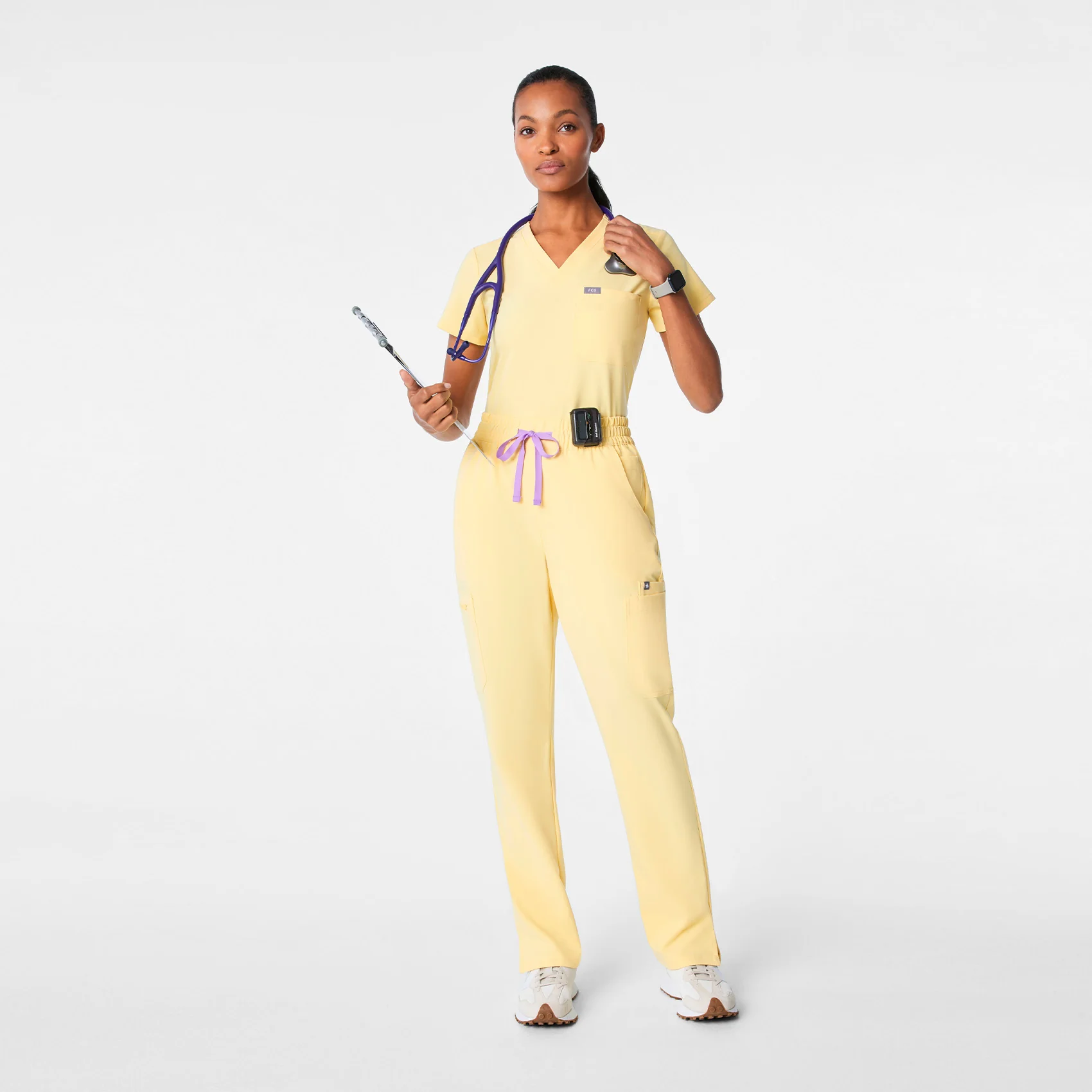 women's Butter Yellow High Waisted Dowa - Petite Scrub Pants - Image 2