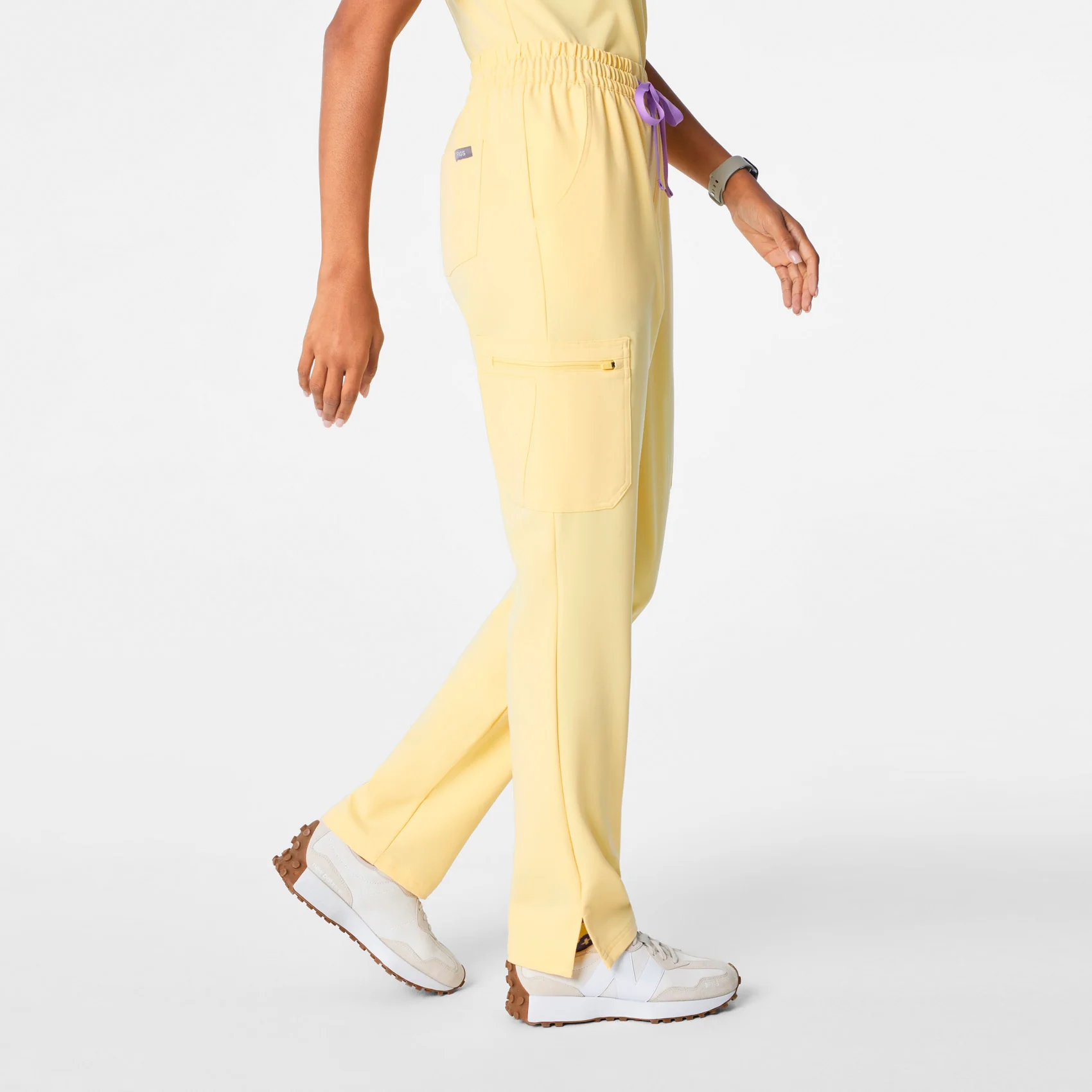women's Butter Yellow High Waisted Dowa - Petite Scrub Pants - Image 3