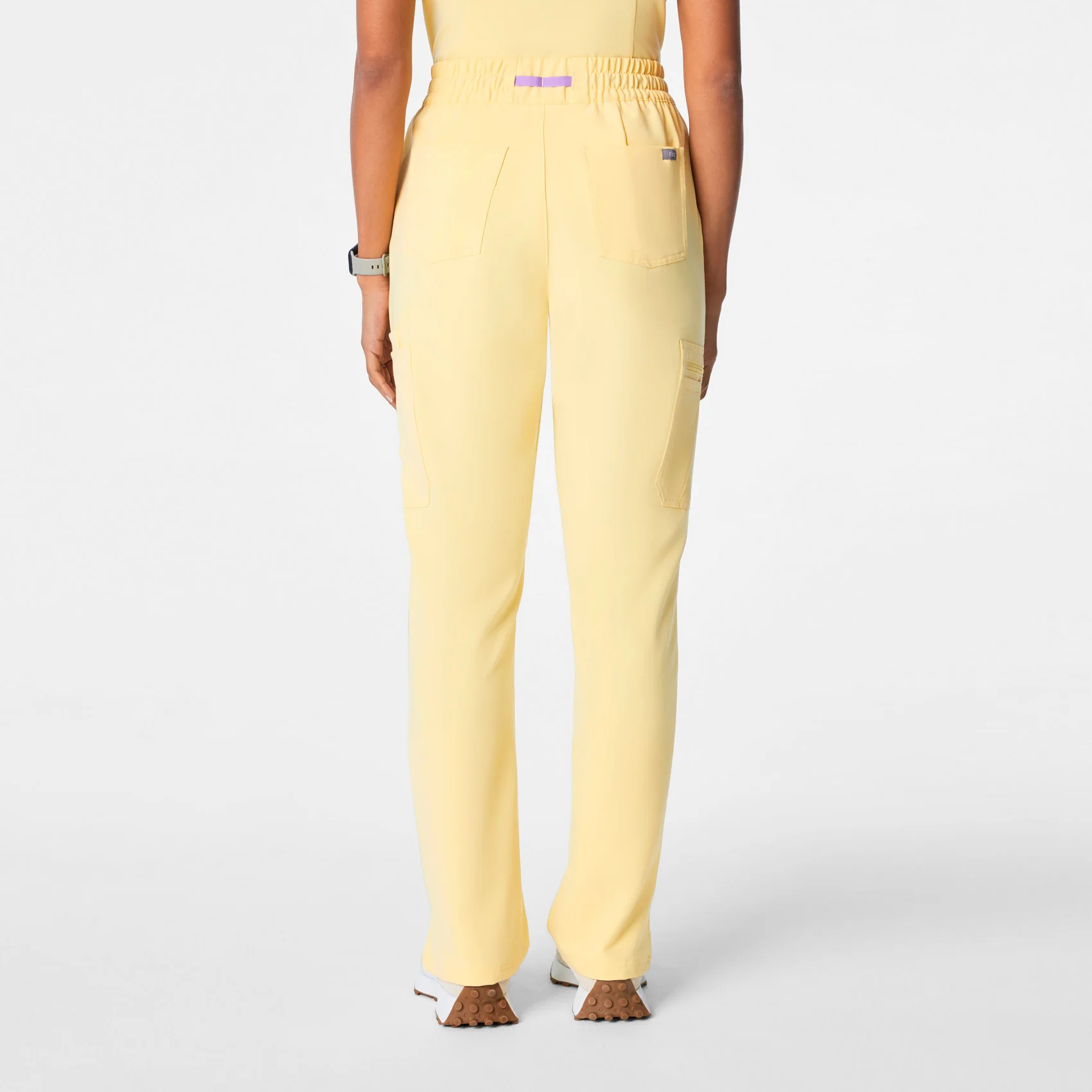 women's Butter Yellow High Waisted Dowa - Petite Scrub Pants - Image 4
