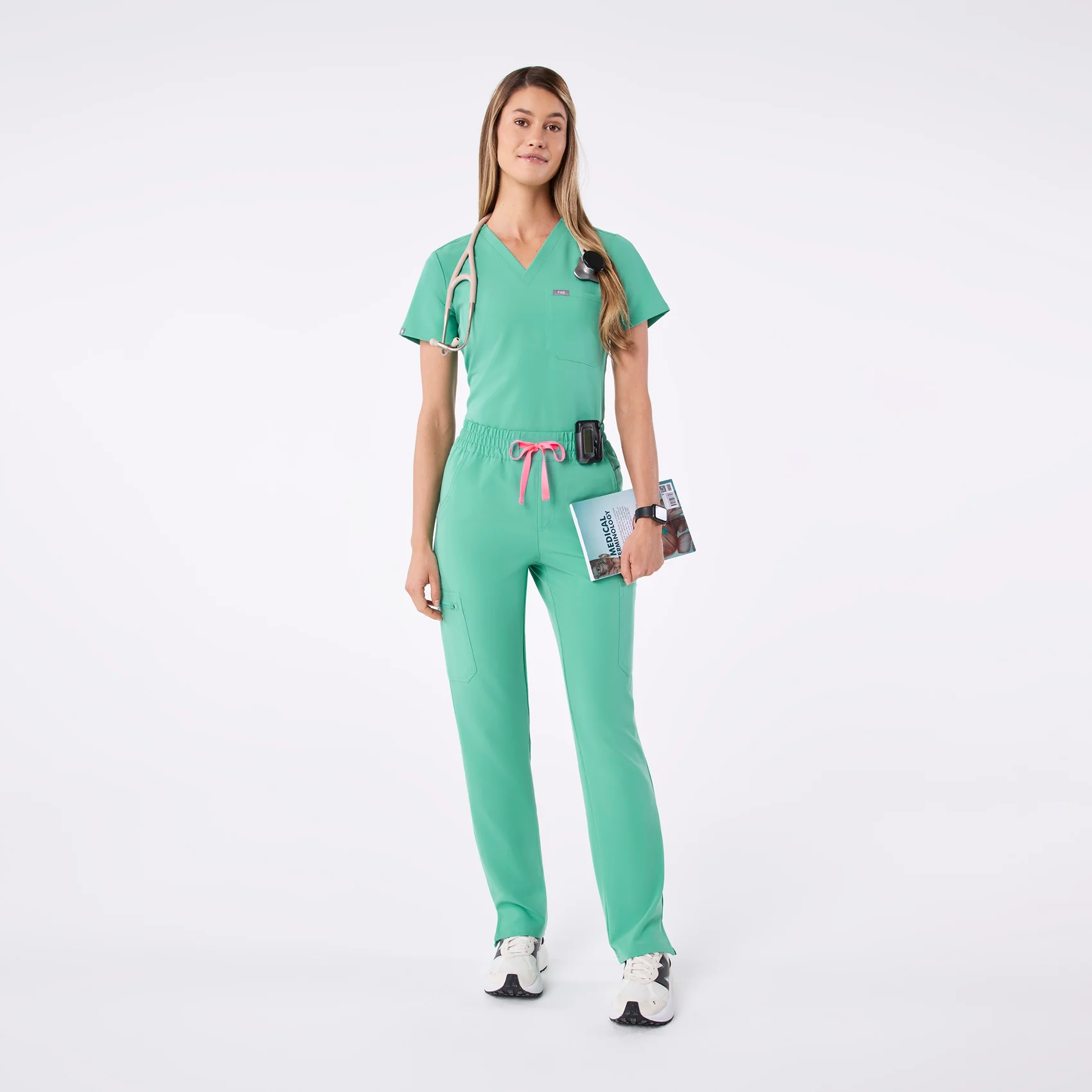 women's Surgical Green High Waisted Dowa - Tall Scrub Pants - Image 2