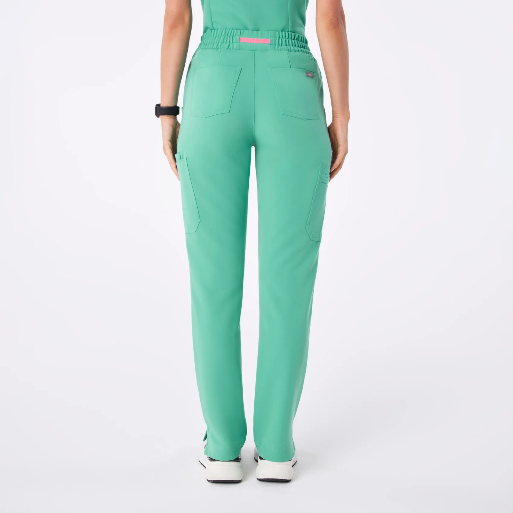 women's Surgical Green High Waisted Dowa - Tall Scrub Pants - Image 4