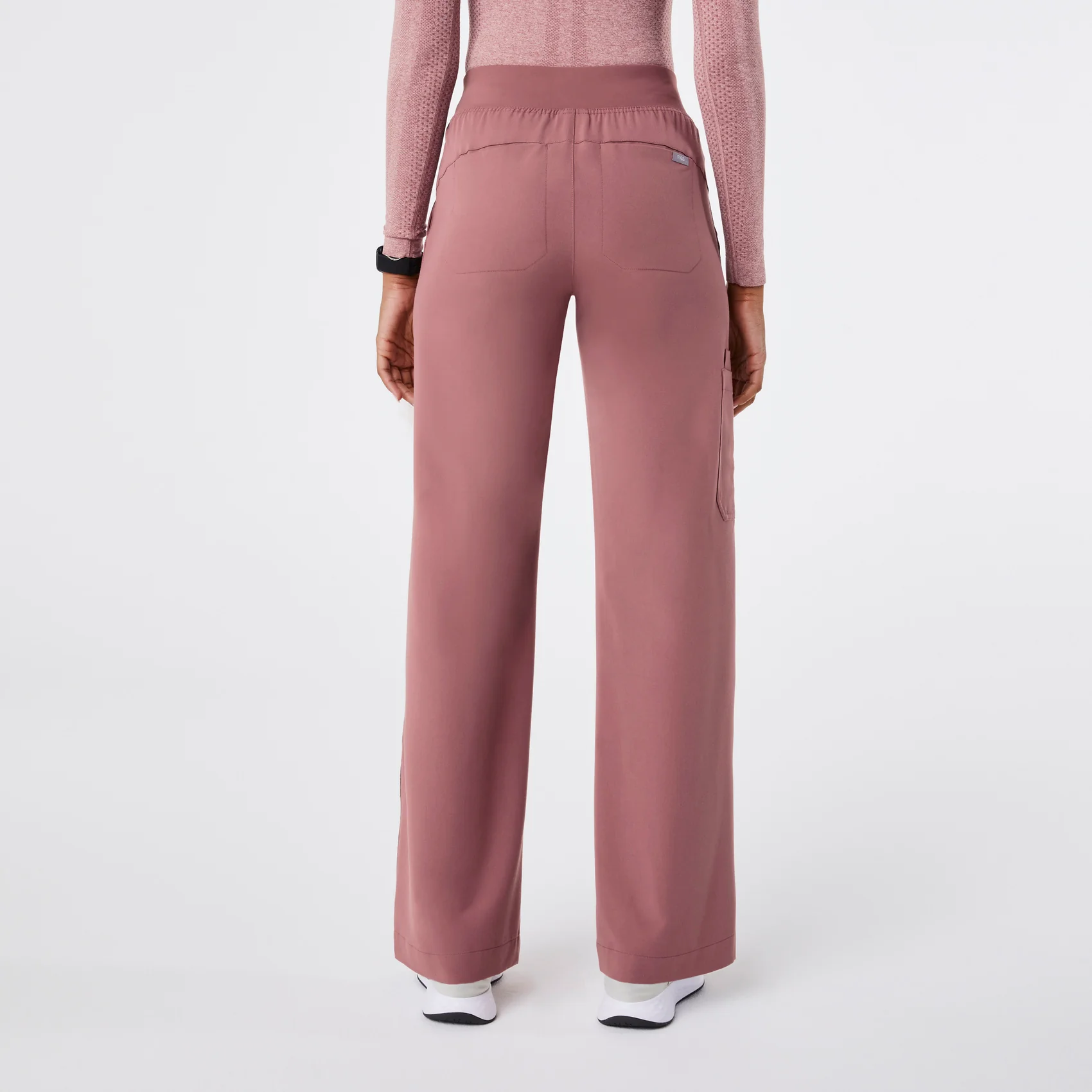 women's Mauve High Waisted Isabel Wide Leg - Petite Scrub Pant - Image 4