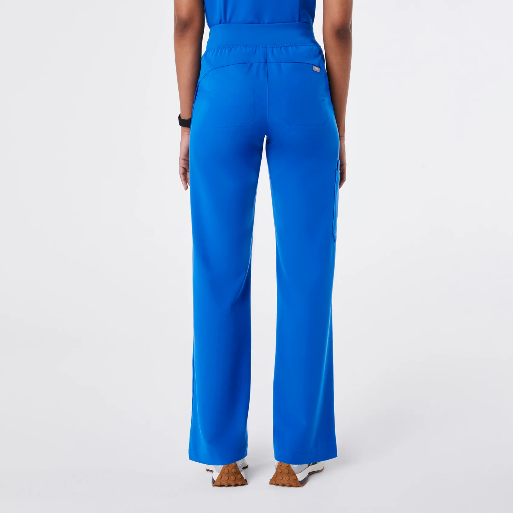 women's Royal Blue High Waisted Isabel Wide Leg - Petite Scrub Pant - Image 4