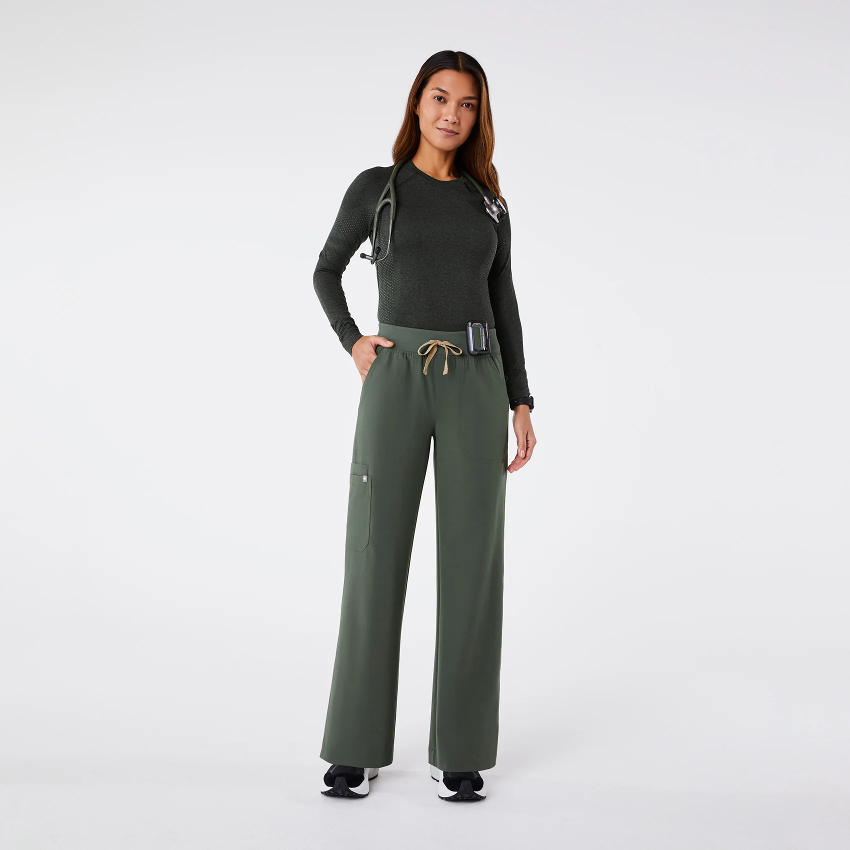 women's Moss High Waisted Isabel Wide Leg - Scrub Pant - Image 2