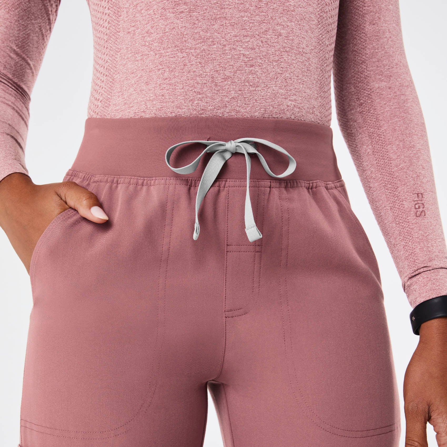 women's Mauve High Waisted Isabel Wide Leg - Tall Scrub Pant - Image 5