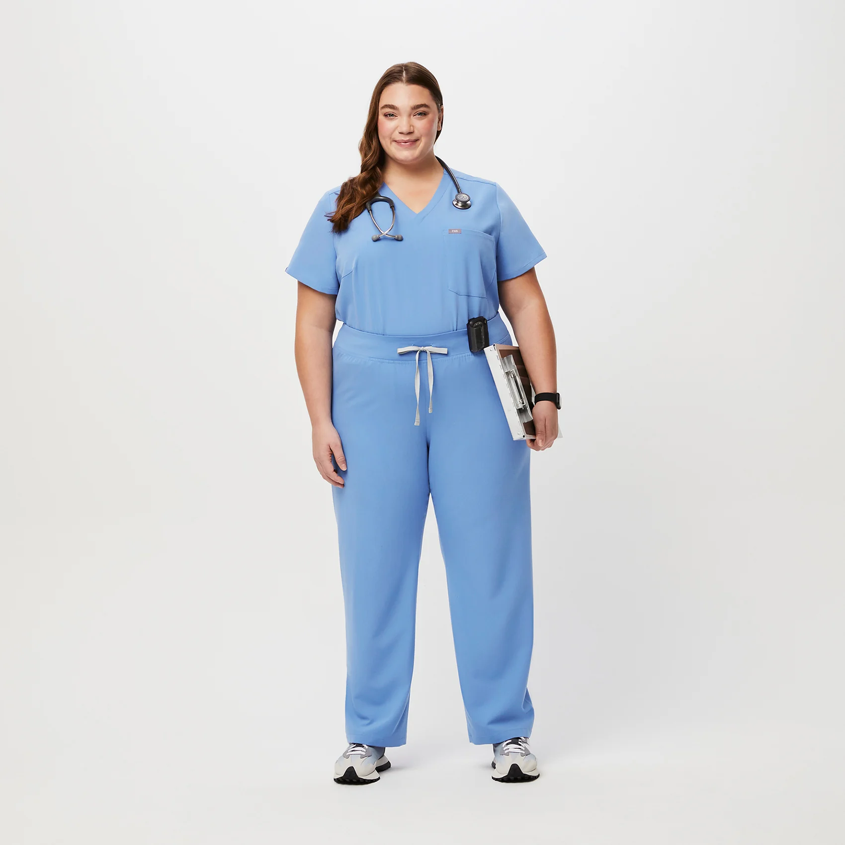 women's Ceil Blue High Waisted Livingston™ - Petite Basic Scrub Pants (3XL - 6XL) - Image 2