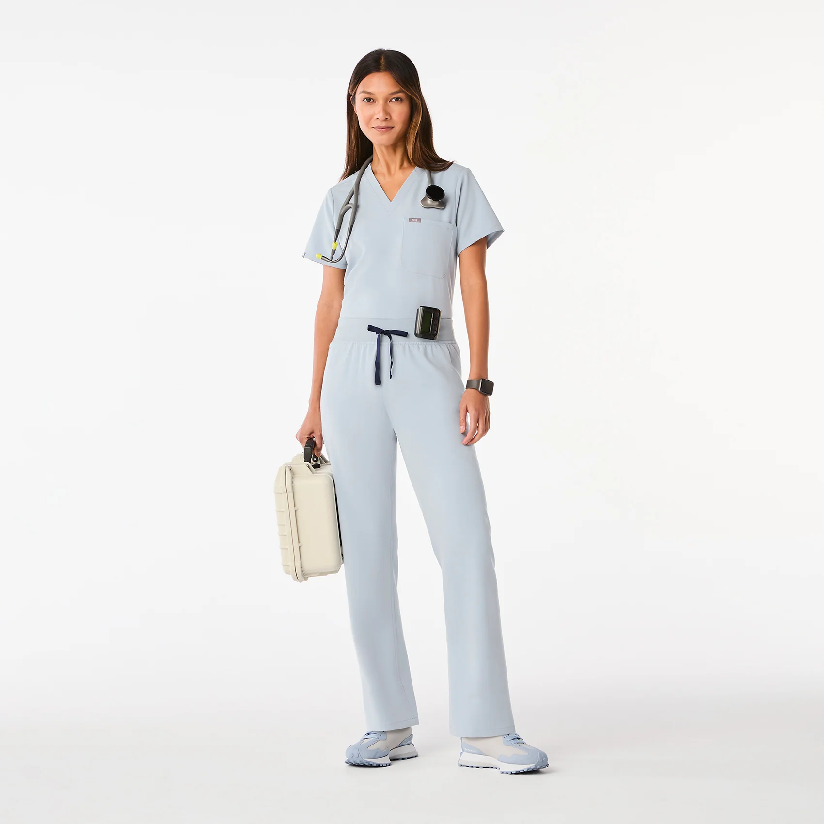 women's Dusty Blue High Waisted Livingston - Tall Basic Scrub Pant™ - Image 2