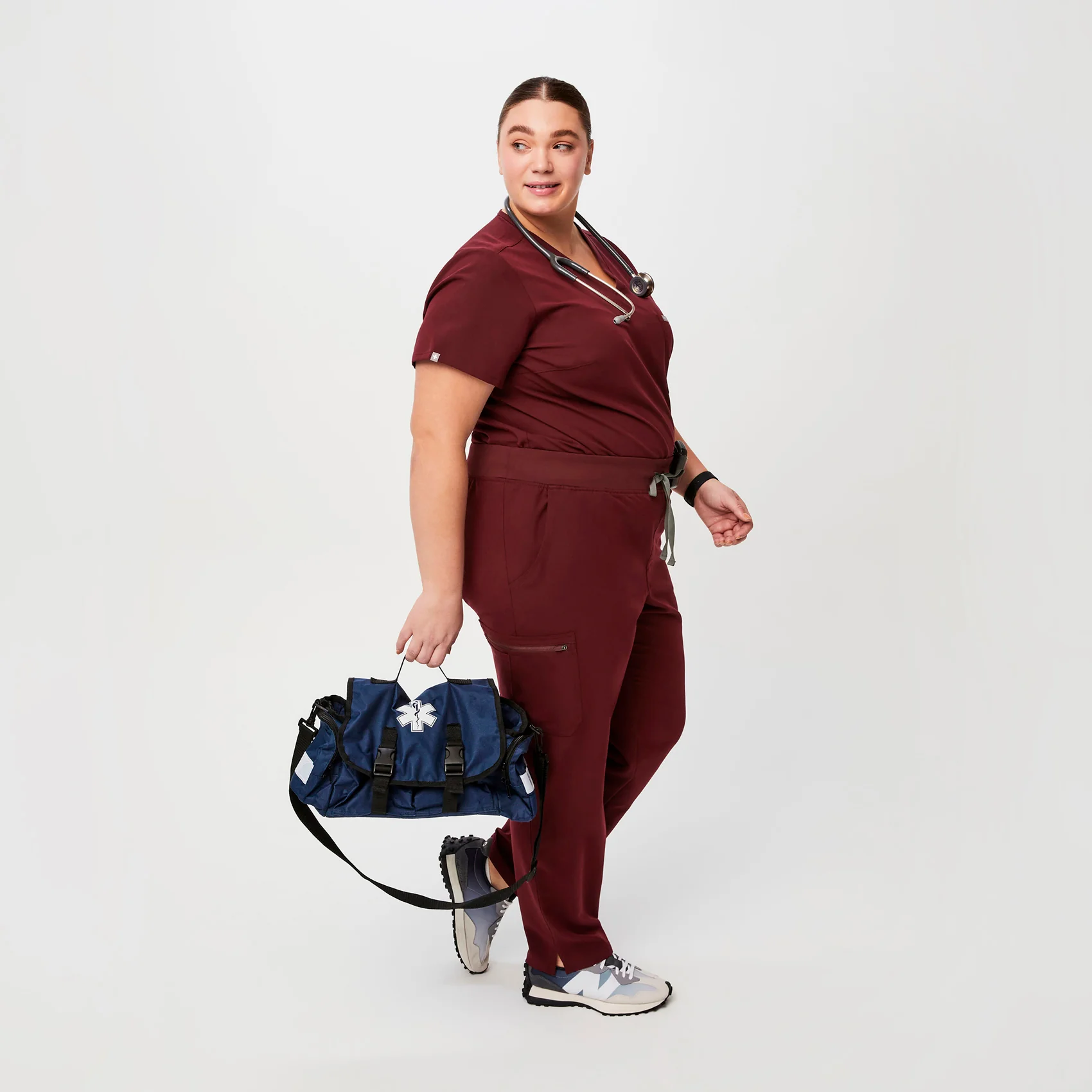 women's Burgundy High Waisted Yola™ - Petite Skinny Scrub Pants (3XL - 6XL) - Image 2