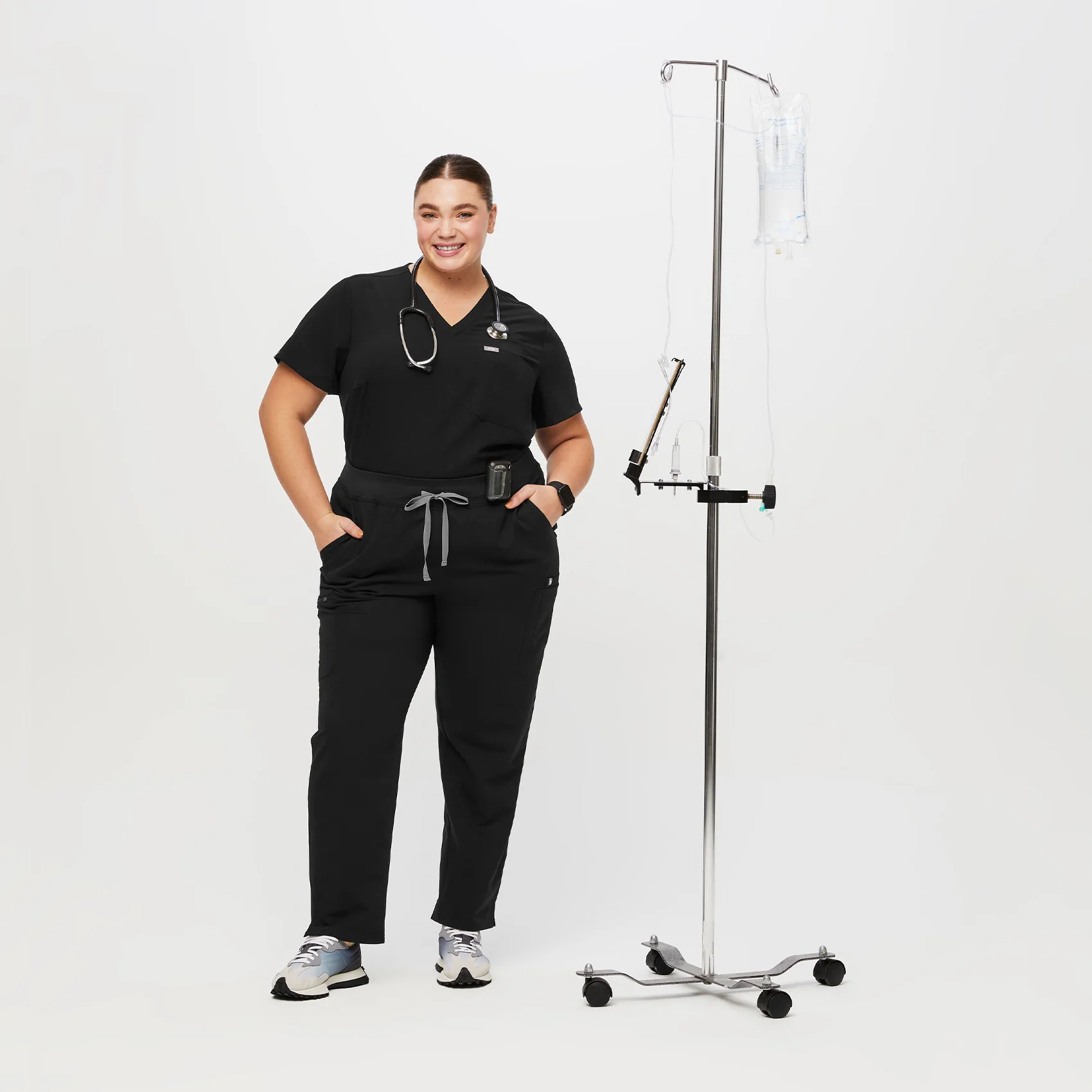 women's Black High Waisted Yola™ - Skinny Scrub Pants (3XL - 6XL) - Image 2