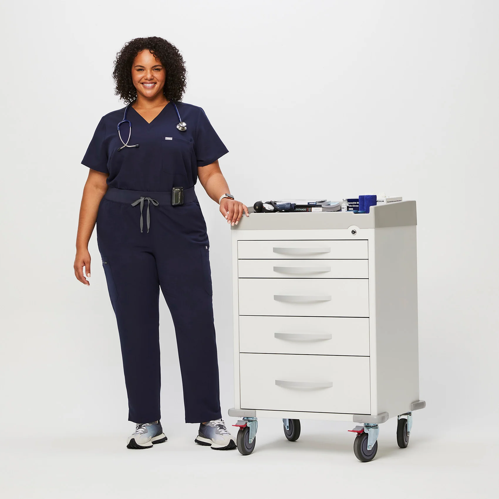 women's Navy High Waisted Yola™ - Tall Skinny Scrub Pants (3XL - 6XL) - Image 2