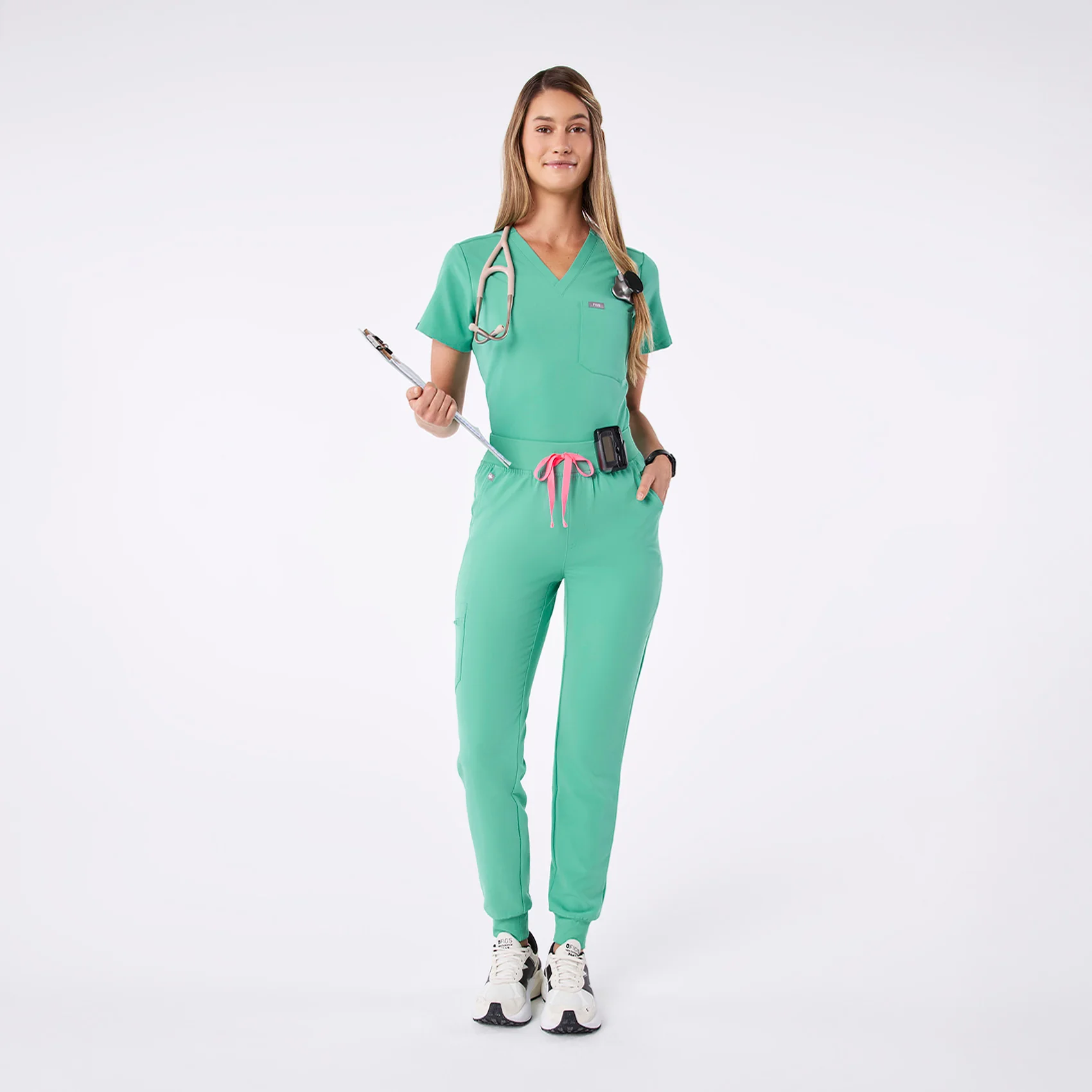 women's Surgical Green High Waisted Zamora - Petite Jogger Scrub Pant™ - Image 2