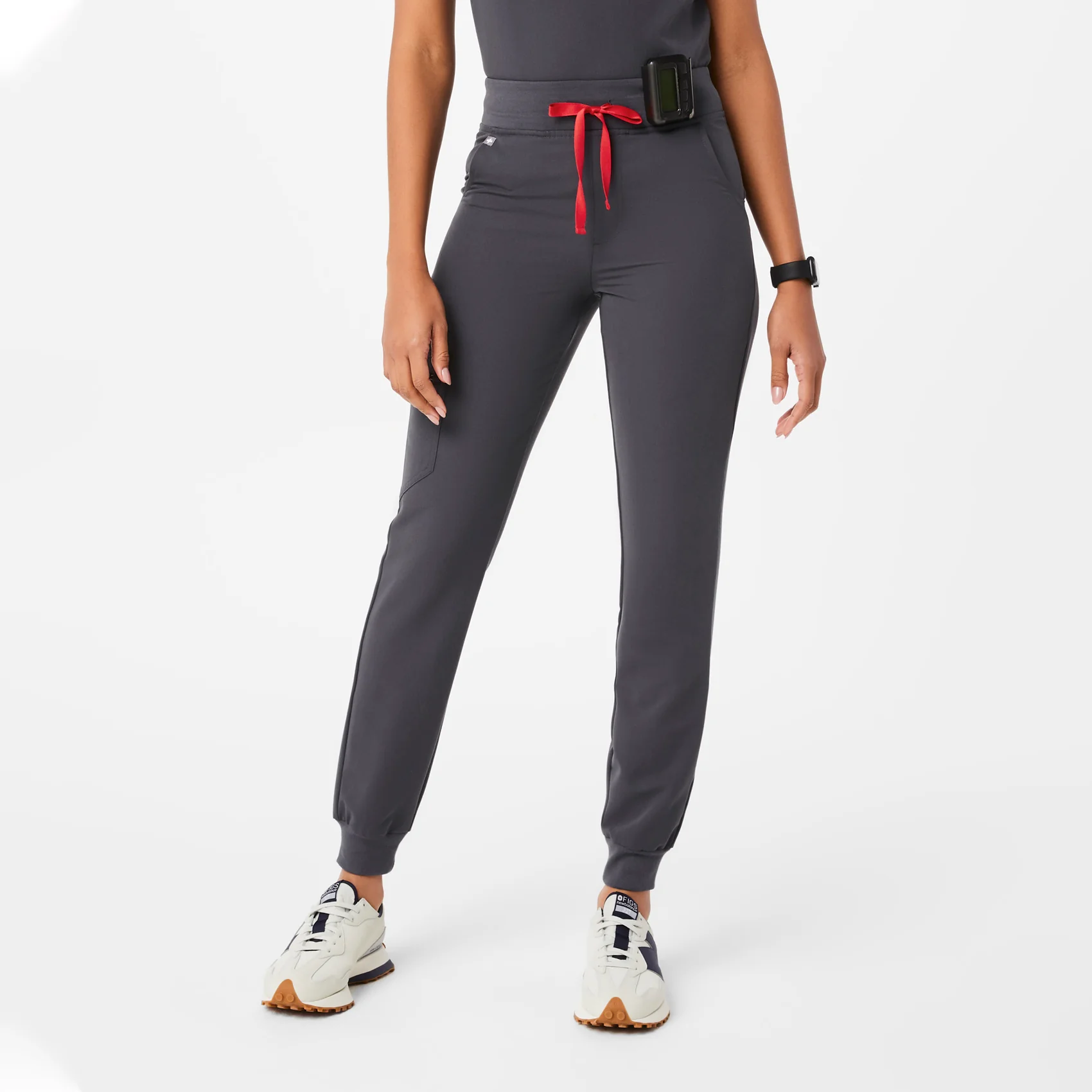 women's Charcoal High Waisted Zamora™ - Petite Jogger Scrub Pants (3XL - 6XL)