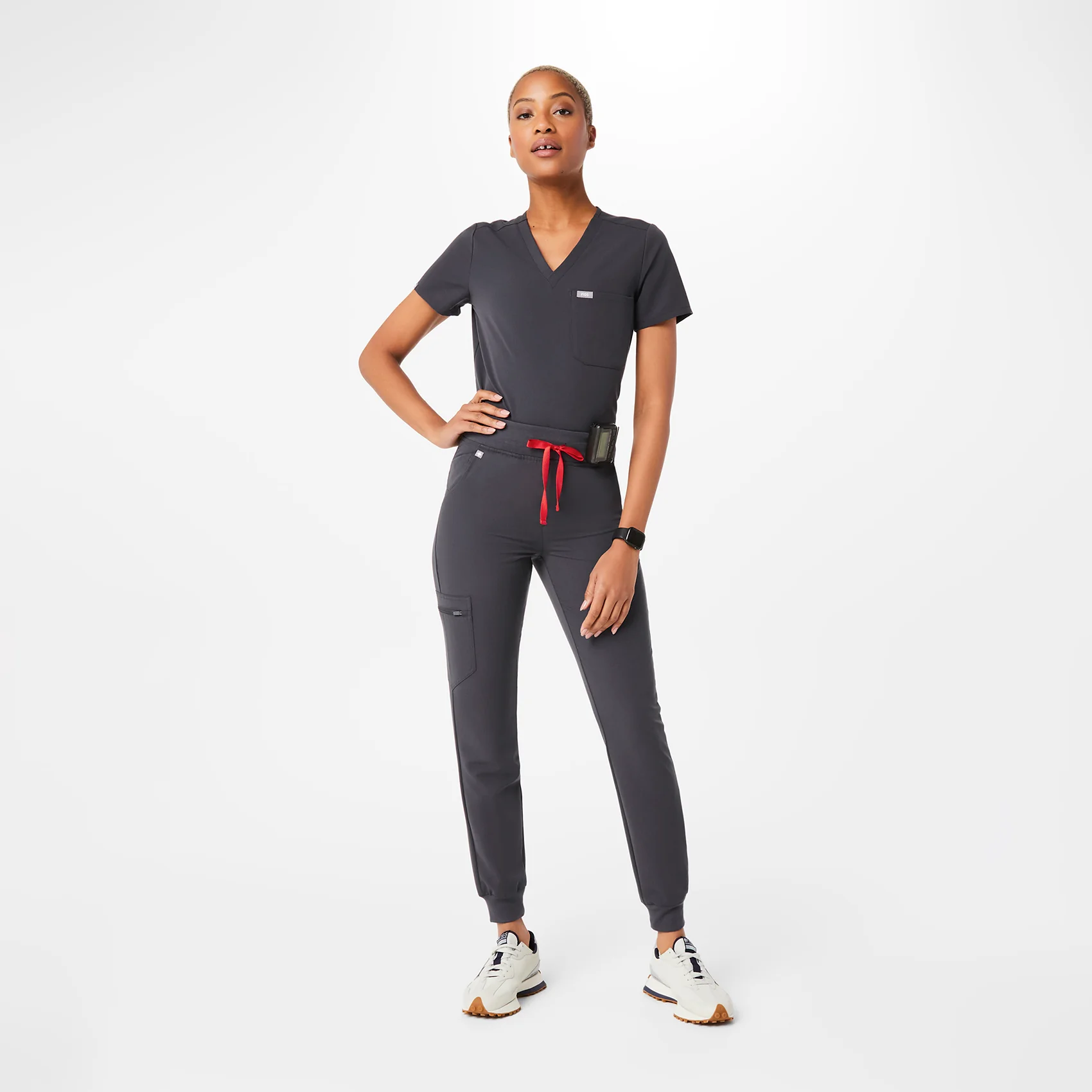 women's Charcoal High Waisted Zamora™ - Petite Jogger Scrub Pants (3XL - 6XL) - Image 2