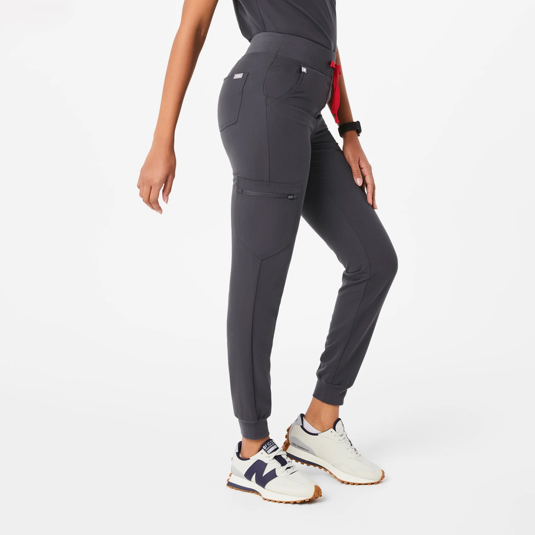 women's Charcoal High Waisted Zamora™ - Petite Jogger Scrub Pants (3XL - 6XL) - Image 3