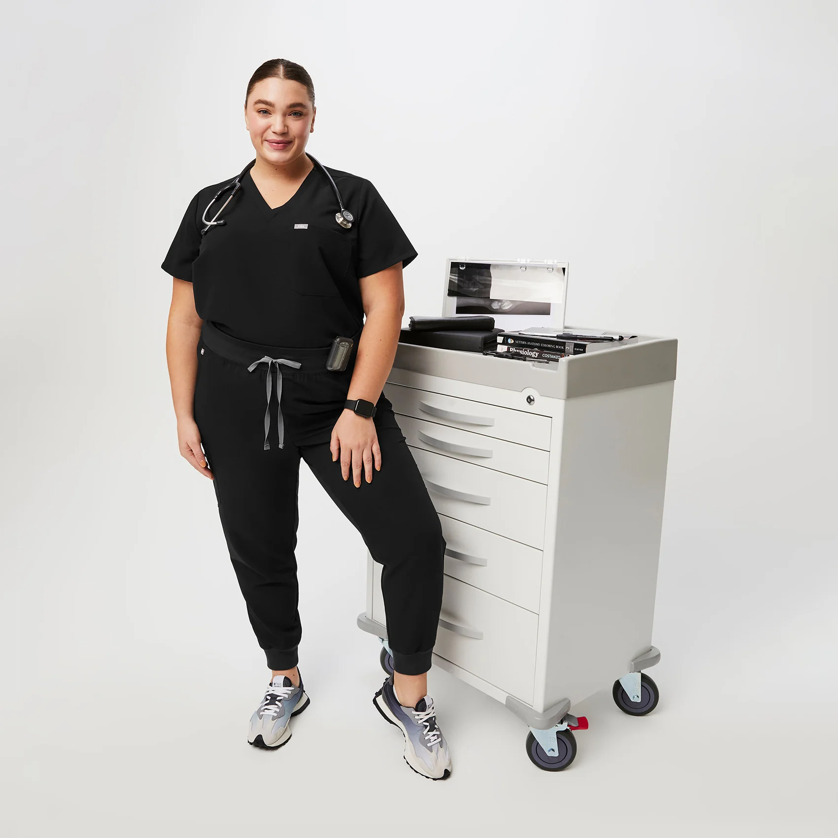 women's Black High Waisted Zamora™ - Tall Jogger Scrub Pants (3XL - 6XL) - Image 6