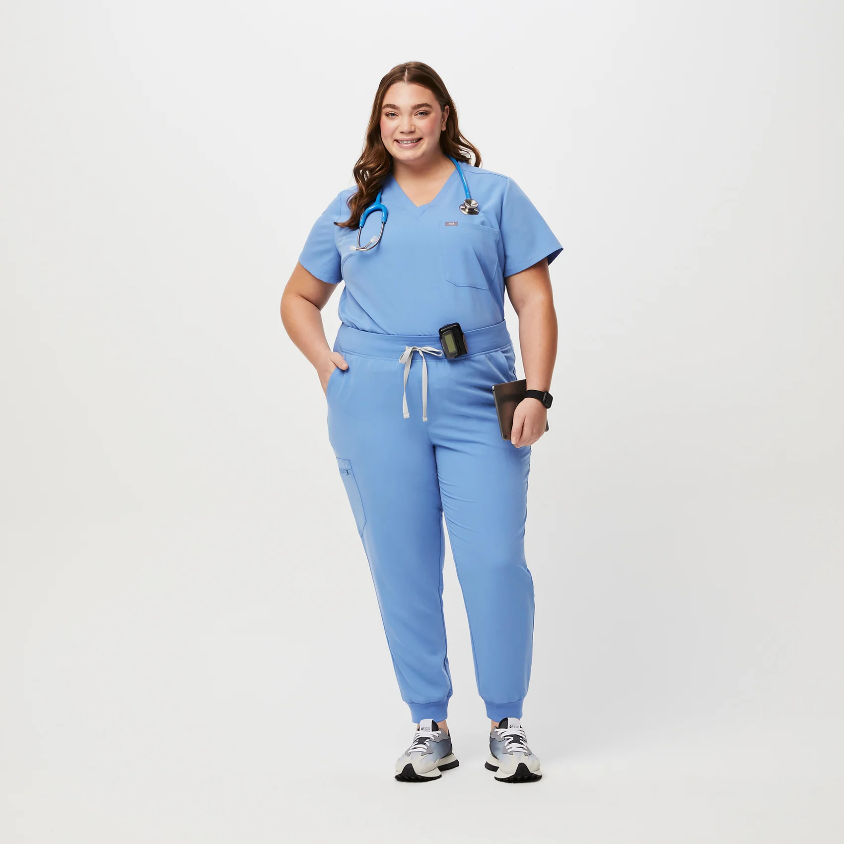 women's Ceil Blue High Waisted Zamora™ - Tall Jogger Scrub Pants (3XL - 6XL) - Image 2