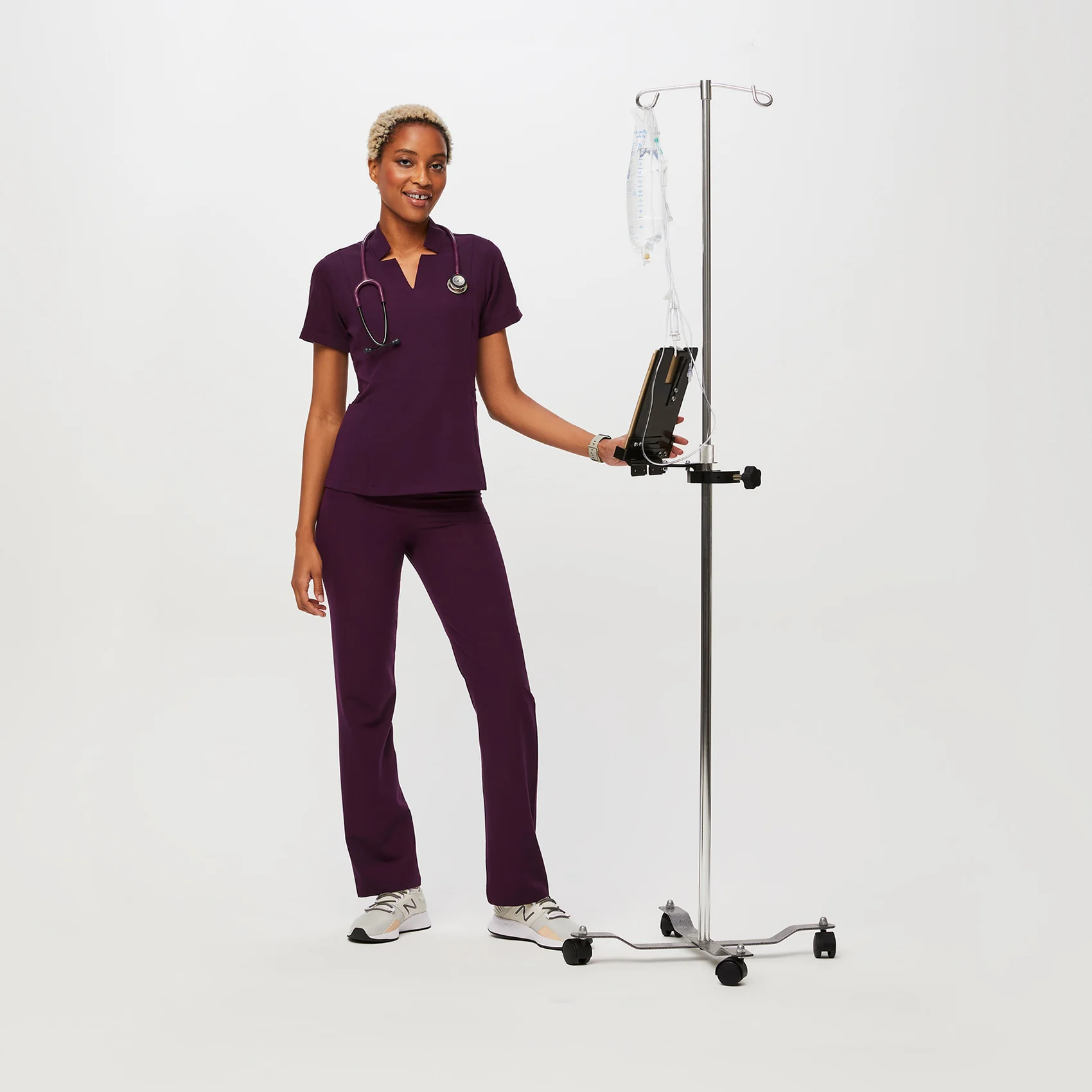 women's Deep Purple Inala - Slim Scrub Top - Image 2