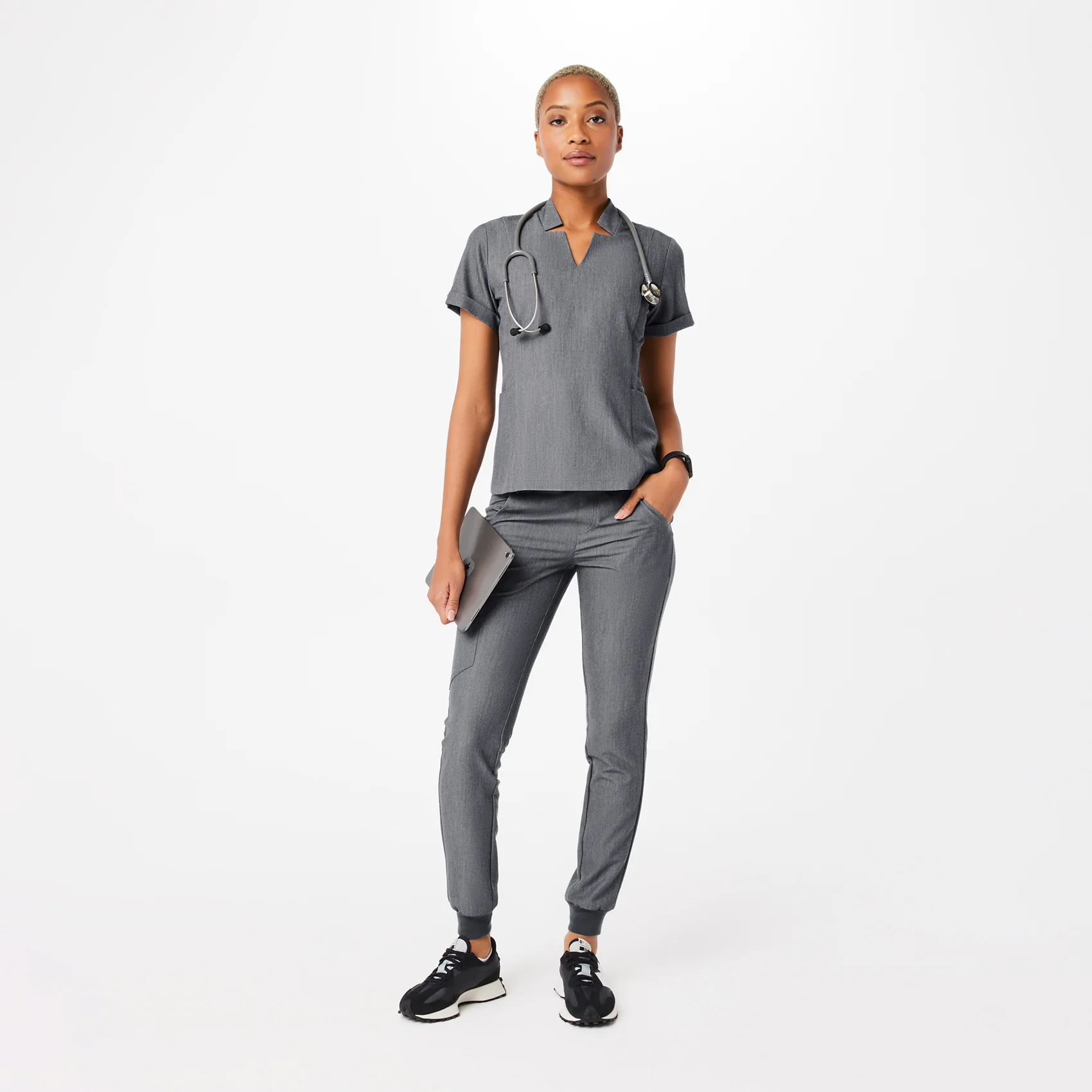women's Graphite Inala - Slim Scrub Top - Image 2