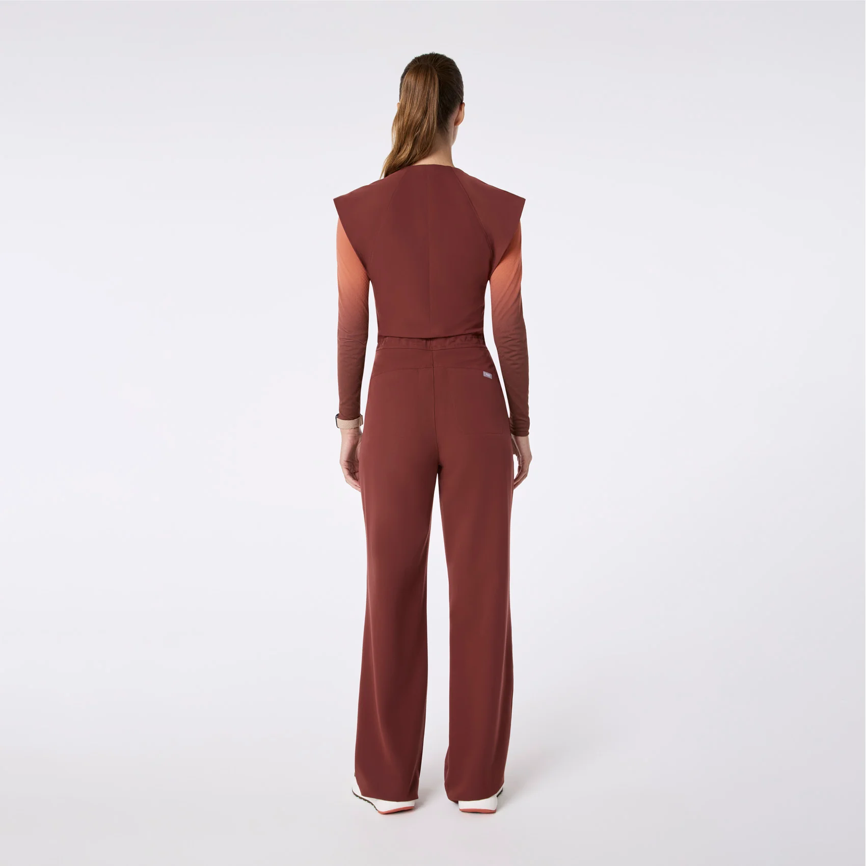 women's Walnut Layton Crewneck Wide Leg - Petite ScrubJumpsuit™ - Image 2