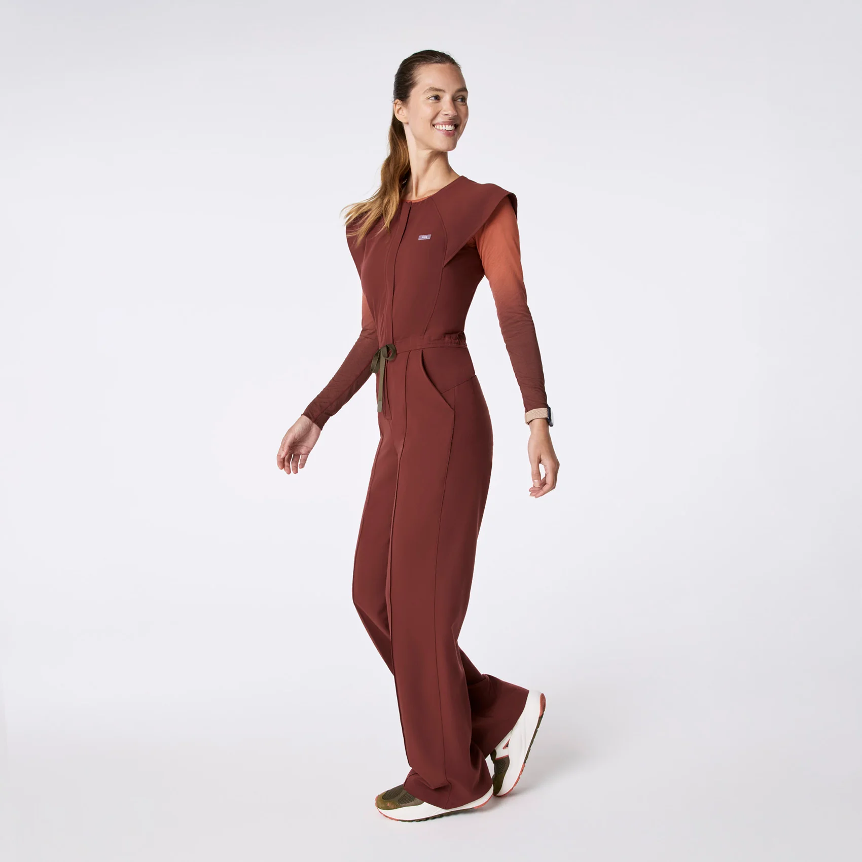 women's Walnut Layton Crewneck Wide Leg - ScrubJumpsuit™ - Image 3