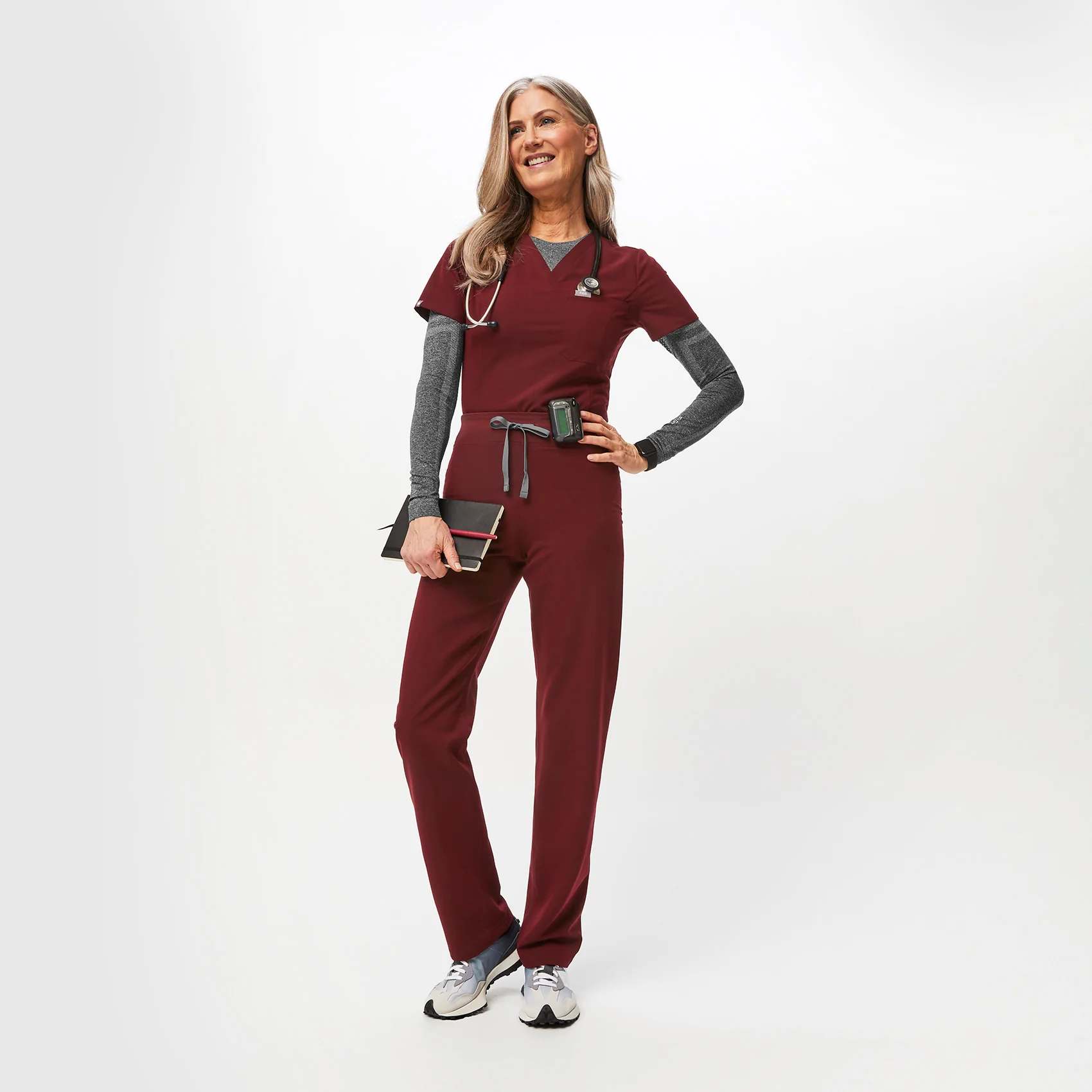 women's Burgundy Livingston™ High Waisted - Petite Basic Scrub Pants - Image 3