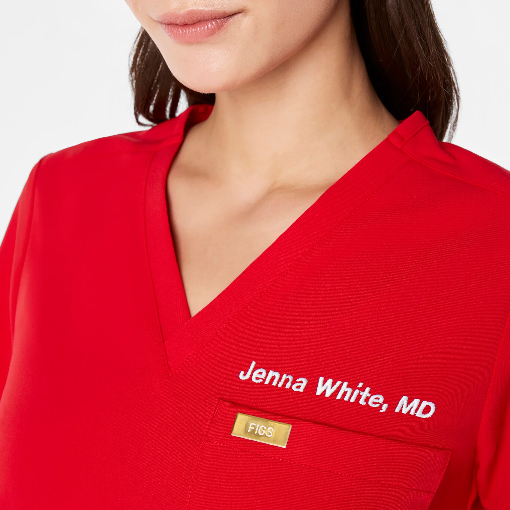 women's Lunar New Year Pop Red Catarina - One-Pocket Scrub Top™ - Image 2