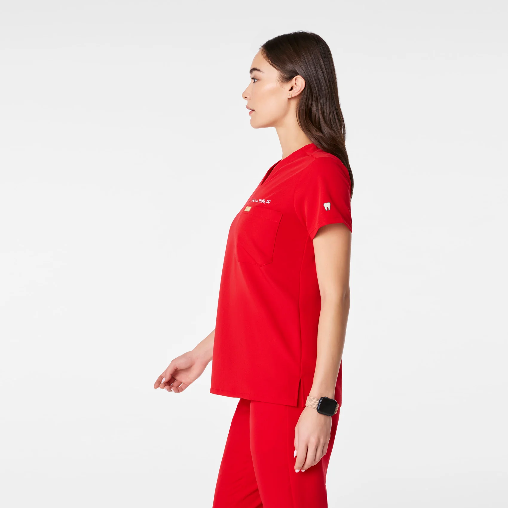 women's Lunar New Year Pop Red Catarina - One-Pocket Scrub Top™ - Image 4