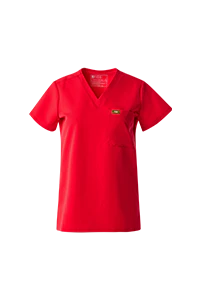 women's Lunar New Year Pop Red Catarina - One-Pocket Scrub Top™ - Image 8