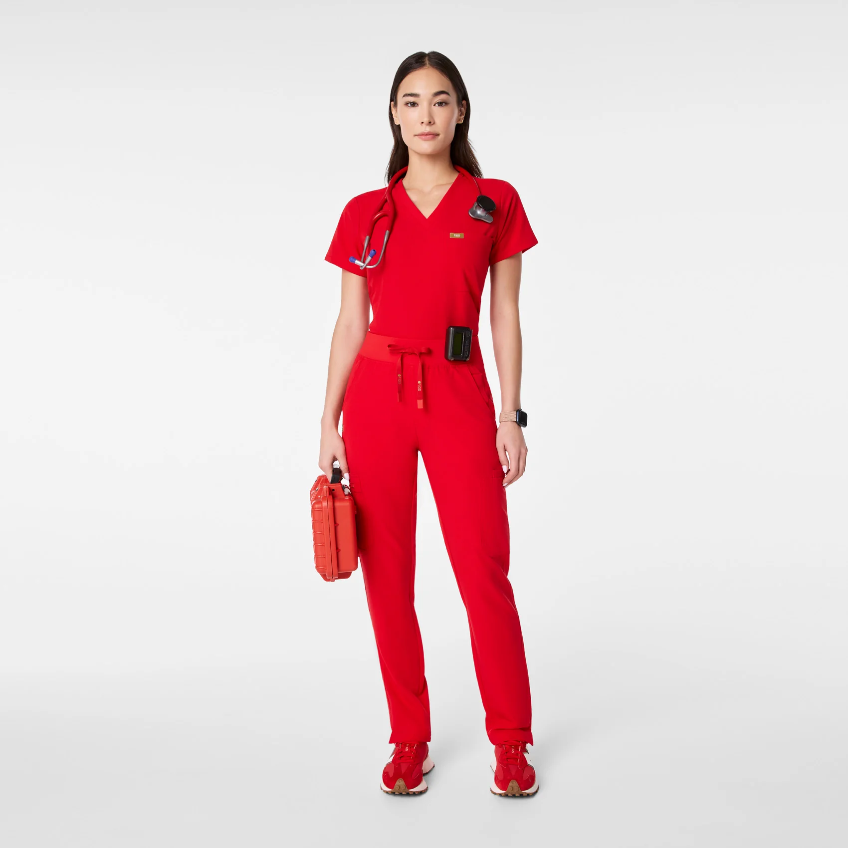 women's Lunar New Year Pop Red High Waisted Yola - Tall Skinny Scrub Pant™ - Image 2