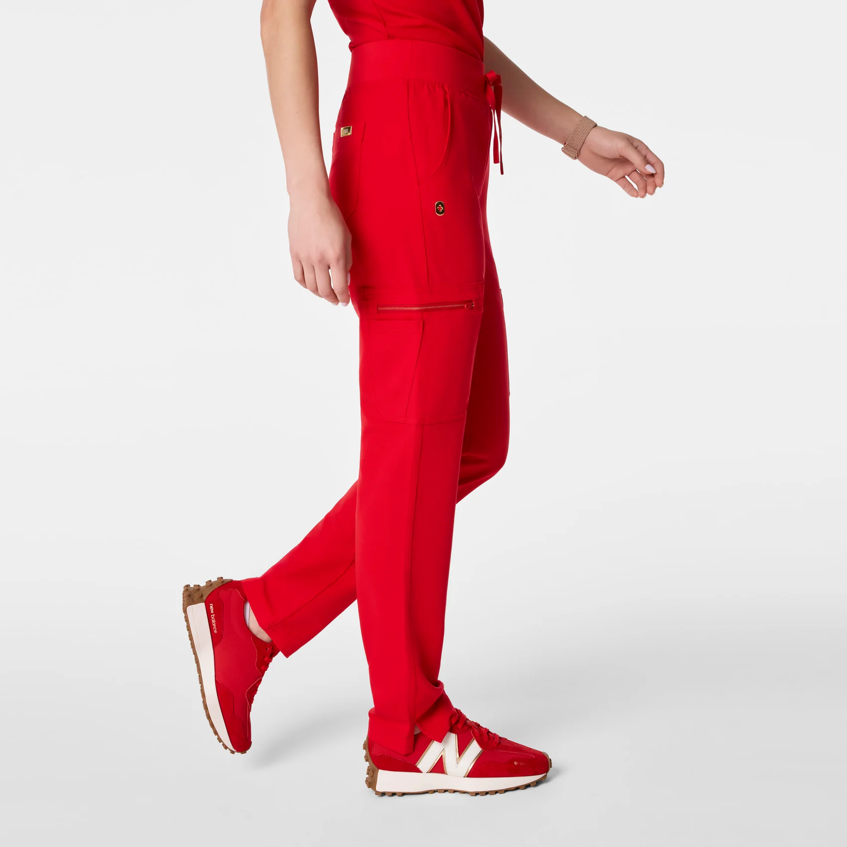women's Lunar New Year Pop Red High Waisted Yola - Tall Skinny Scrub Pant™ - Image 3