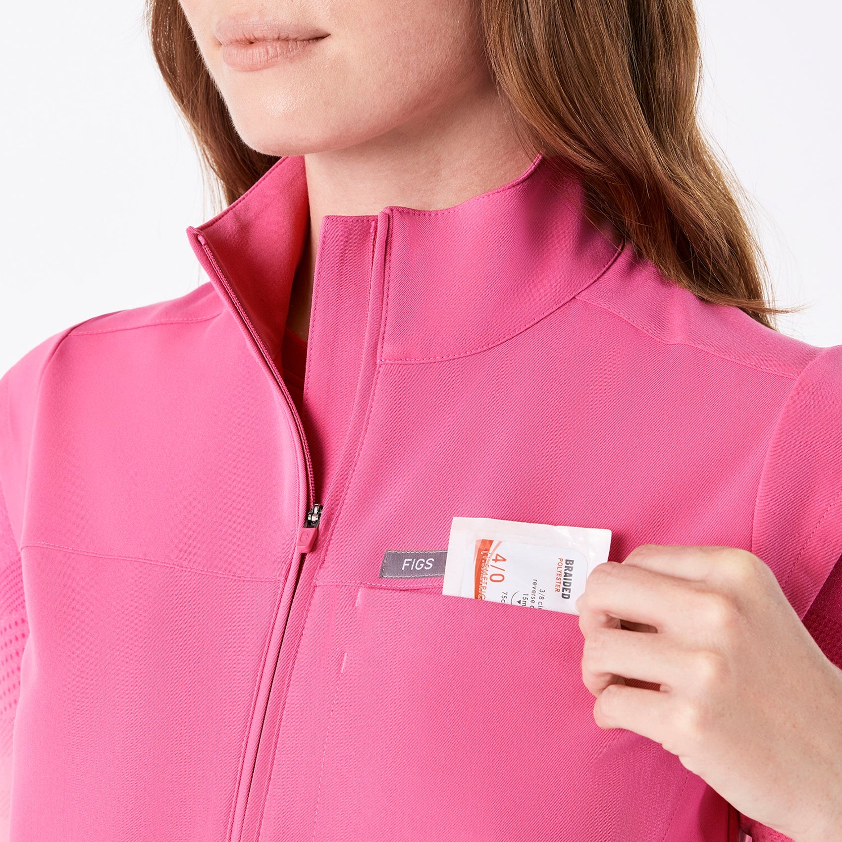 women's F'ing Pink Lomita Full Zip - Scrub Top - Image 6